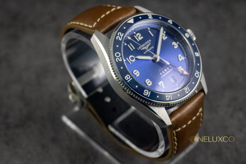 Longines Zulu Time Blue Dial on Leather L3.802.4.93.2 Complete Open Date