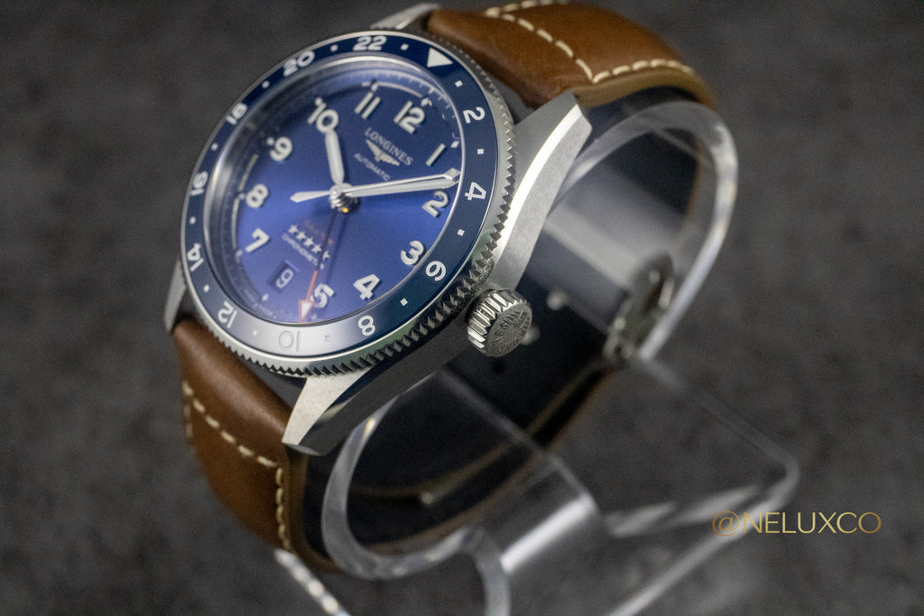 Longines Zulu Time Blue Dial on Leather L3.802.4.93.2 Complete Open Date