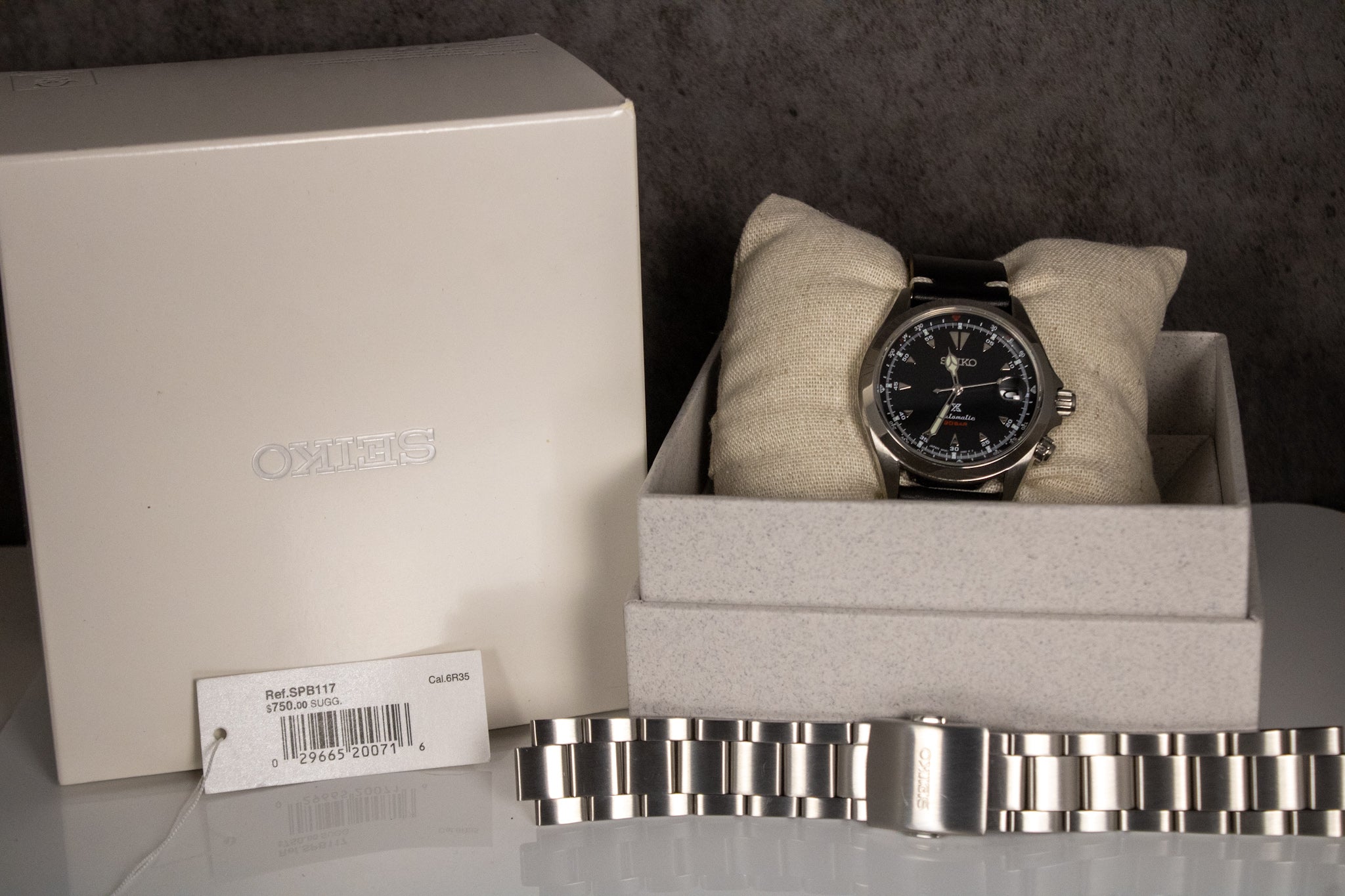Seiko Prospex Alpinist SPB117 Black Dial + Leather Strap