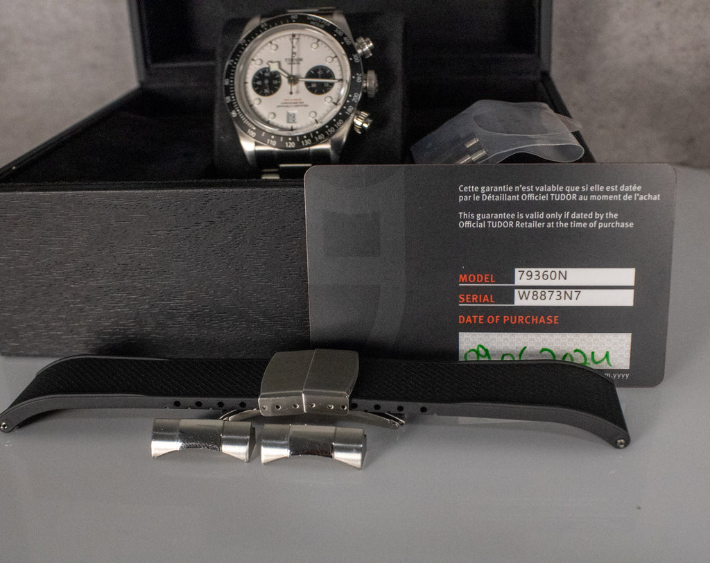2024 Tudor Black Bay Chronograph 79360N White Dial Panda + Rubber Strap