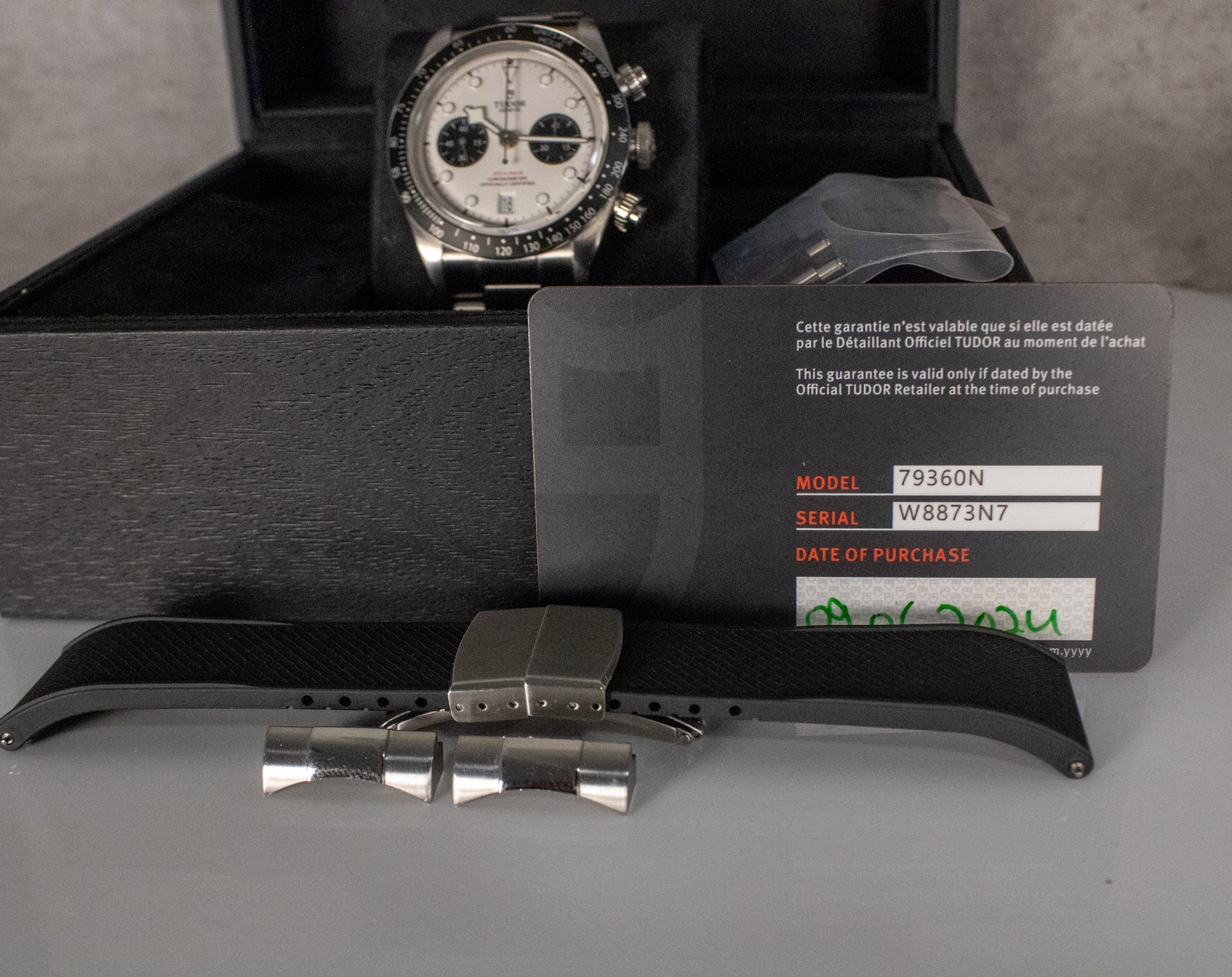 2024 Tudor Black Bay Chronograph 79360N White Dial Panda + Rubber Strap