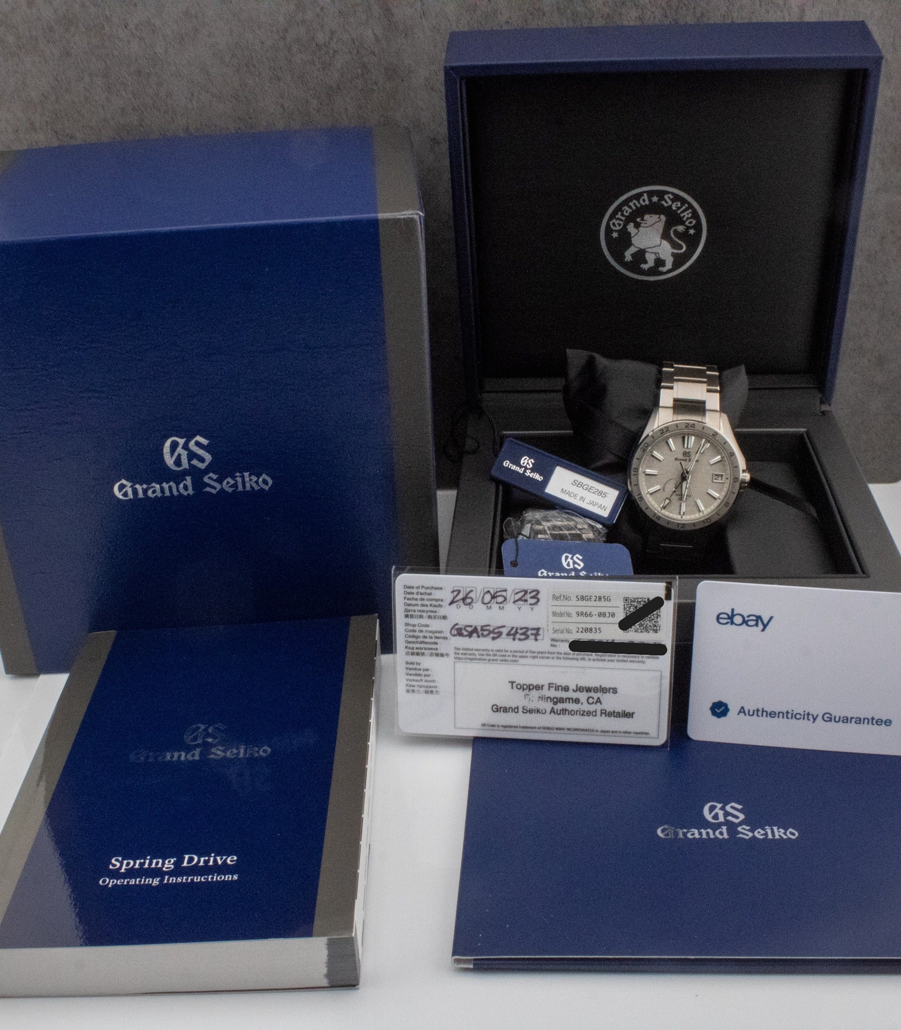 2023 Grand Seiko Evolution 9 Spring Drive GMT SBGE285 Full Set