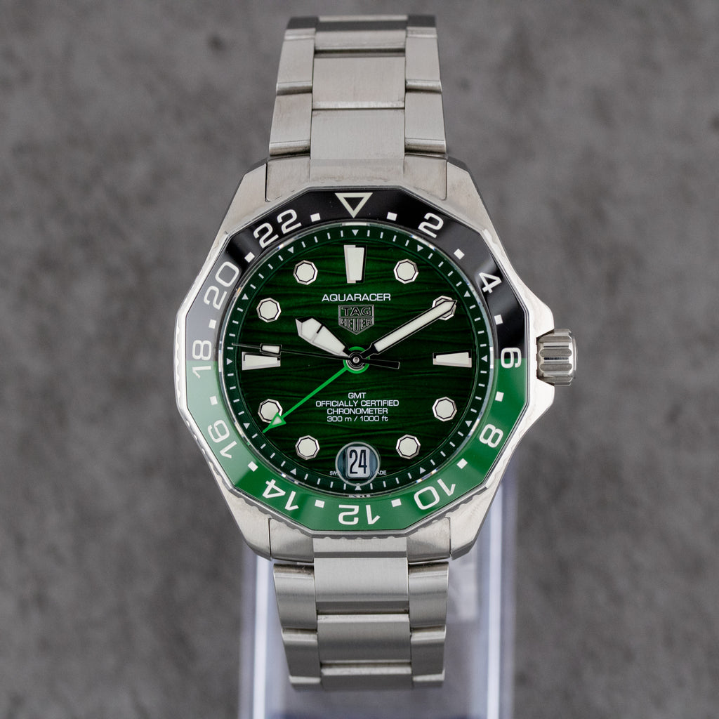 Tag Heuer Aquaracer Professional 300 GMT Automatic GMT Green Dial on Bracelet WBP5115.BA0013 Complete