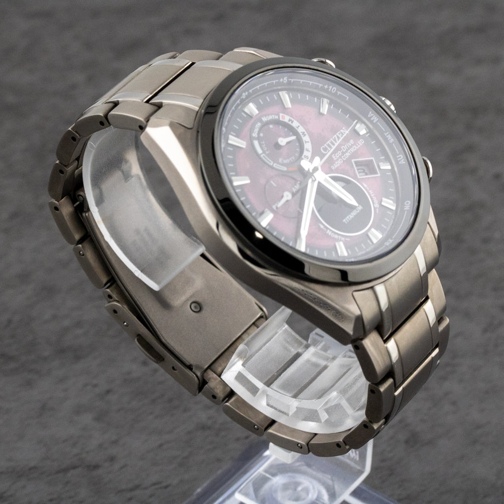 Citizen Tsuki-yomi A-T Moon Phase Purple Dial on Titanium BY1018-80X Complete Open Date