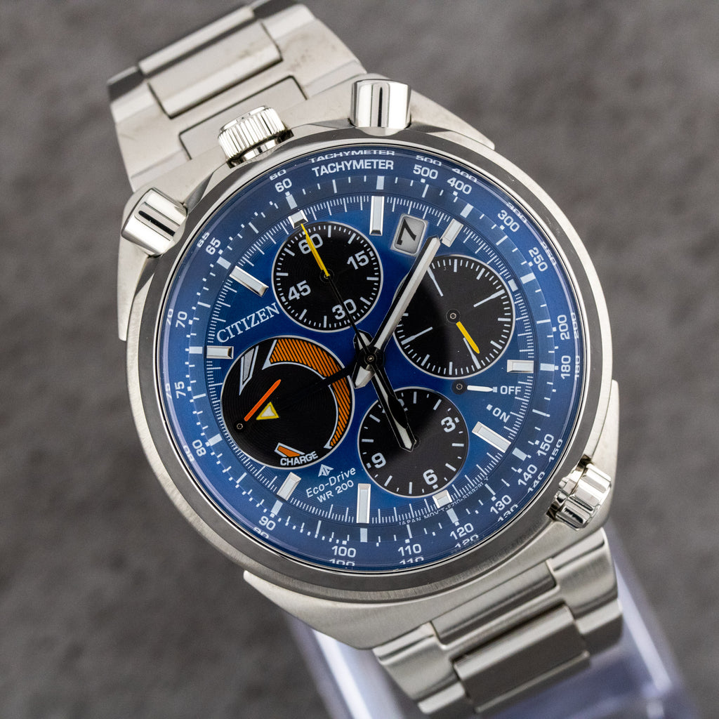 Citizen Promaster Tsuno Chrono Racer Blue Dial on Stainless Steel AV0070-57L with Box
