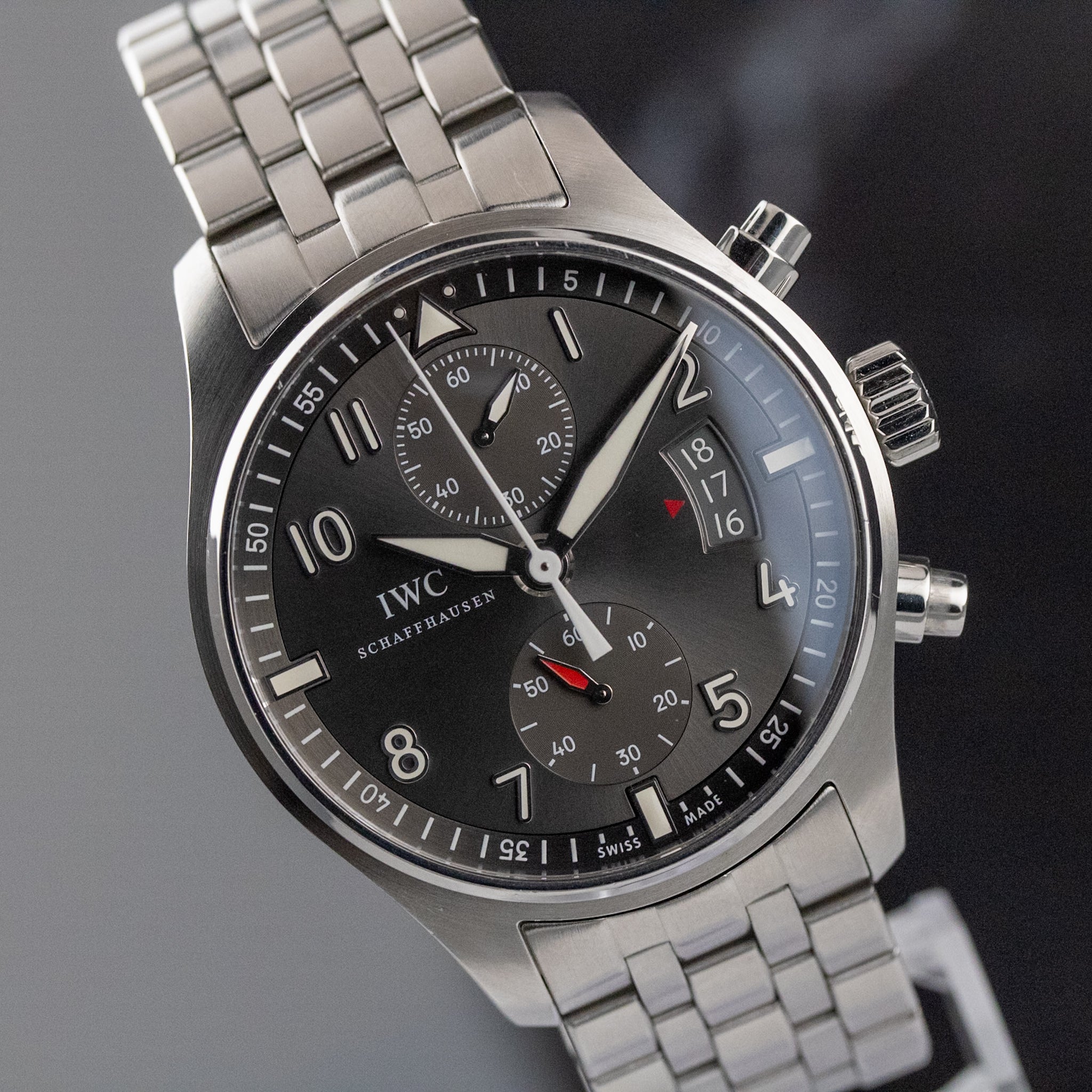 IWC Pilot's Watch Spitfire Chronograph Gray Dial on Bracelet IW387804