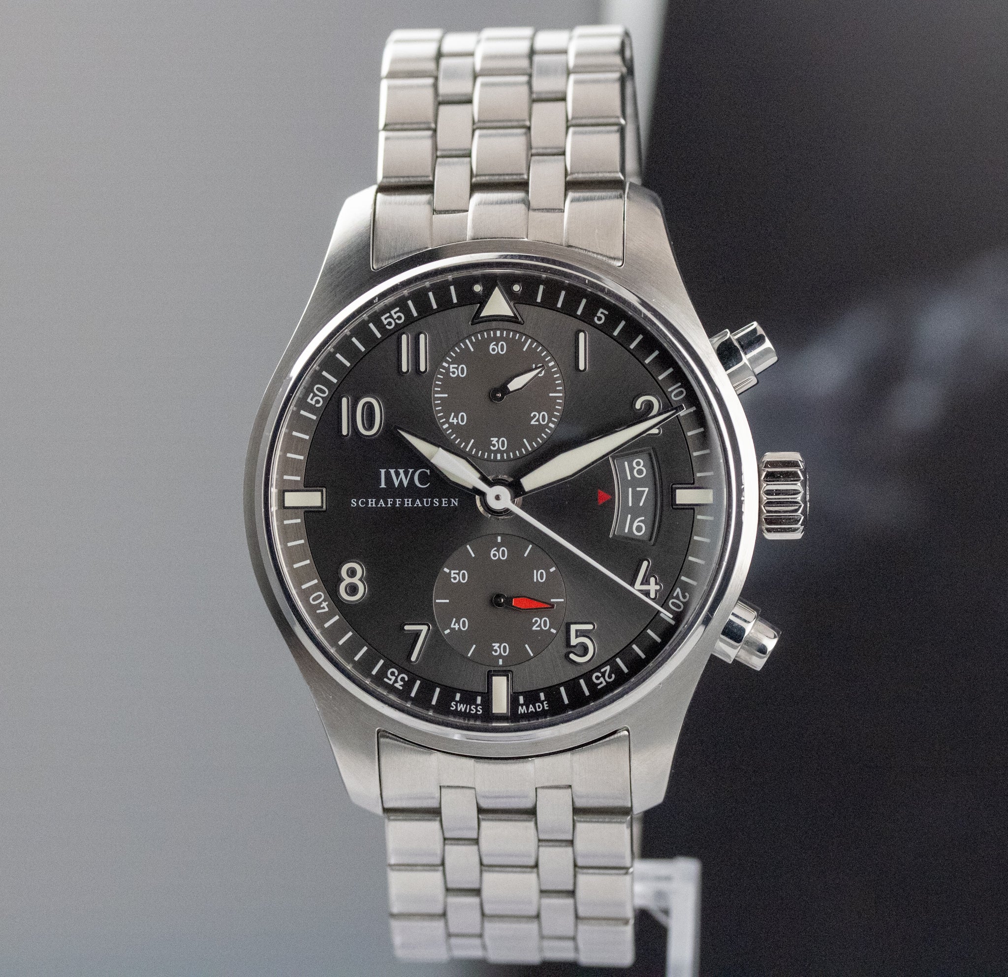 IWC Pilot's Watch Spitfire Chronograph Gray Dial on Bracelet IW387804