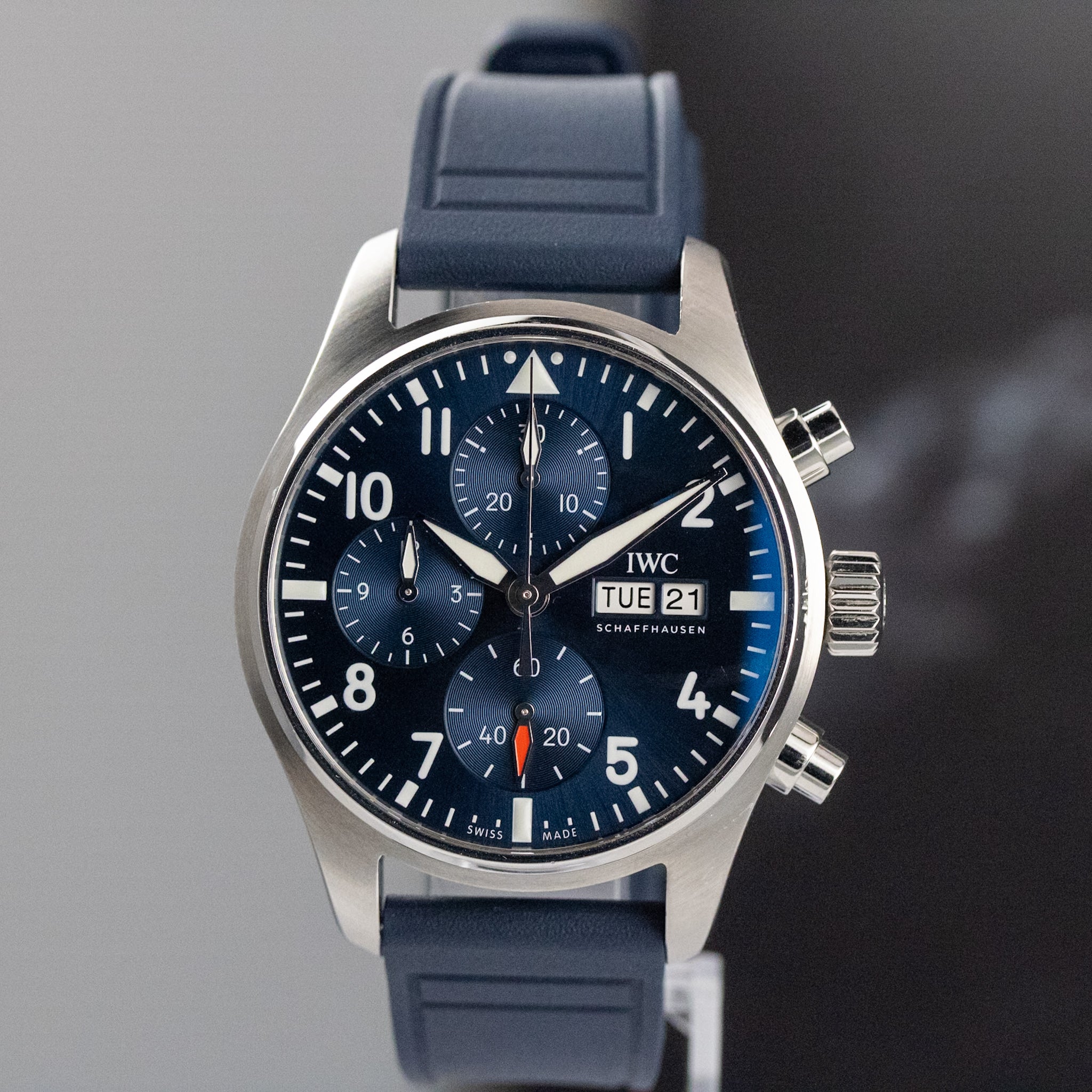 IWC Pilot's Watch Chronograph 41 Blue Dial on Rubber Strap IW388101