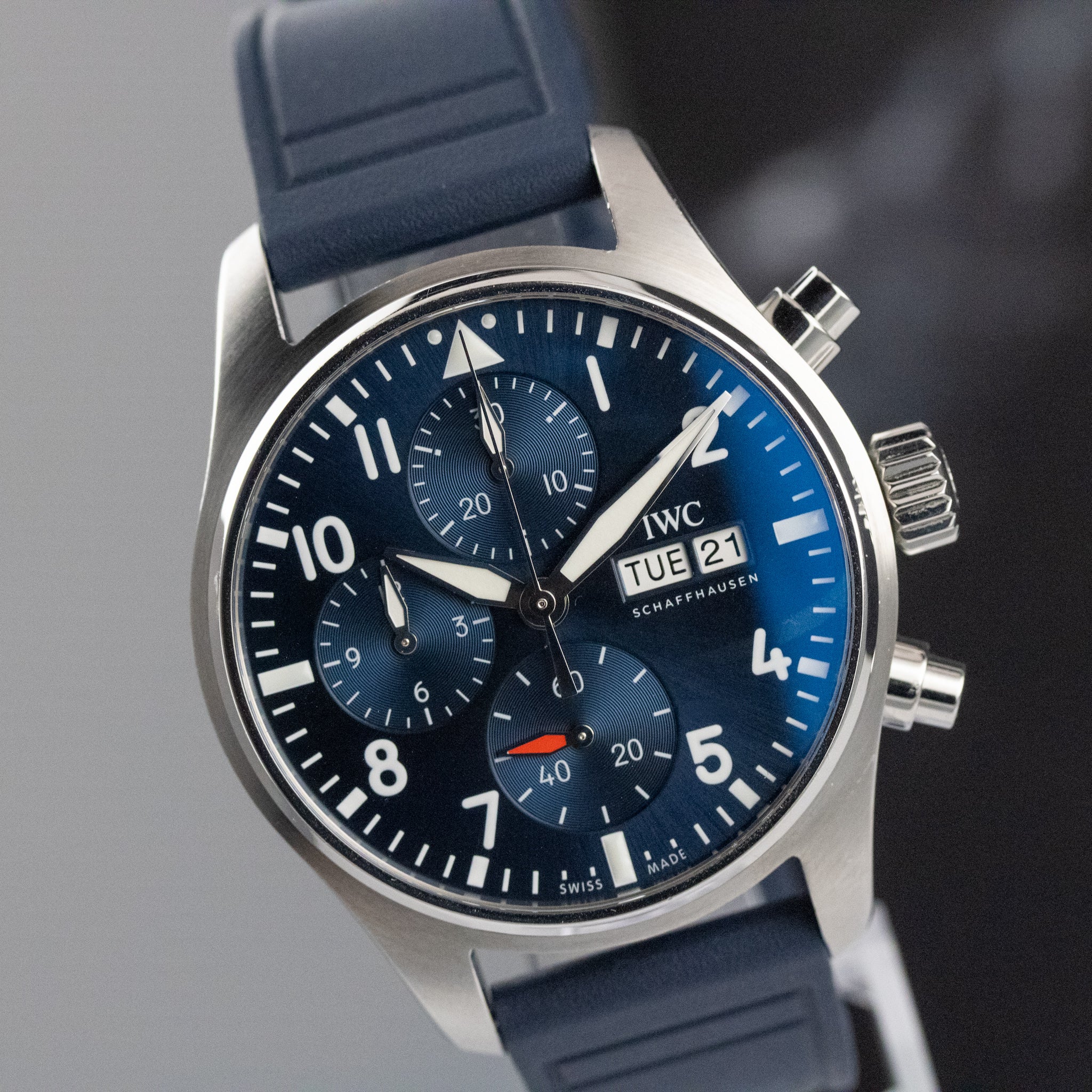 IWC Pilot's Watch Chronograph 41 Blue Dial on Rubber Strap IW388101