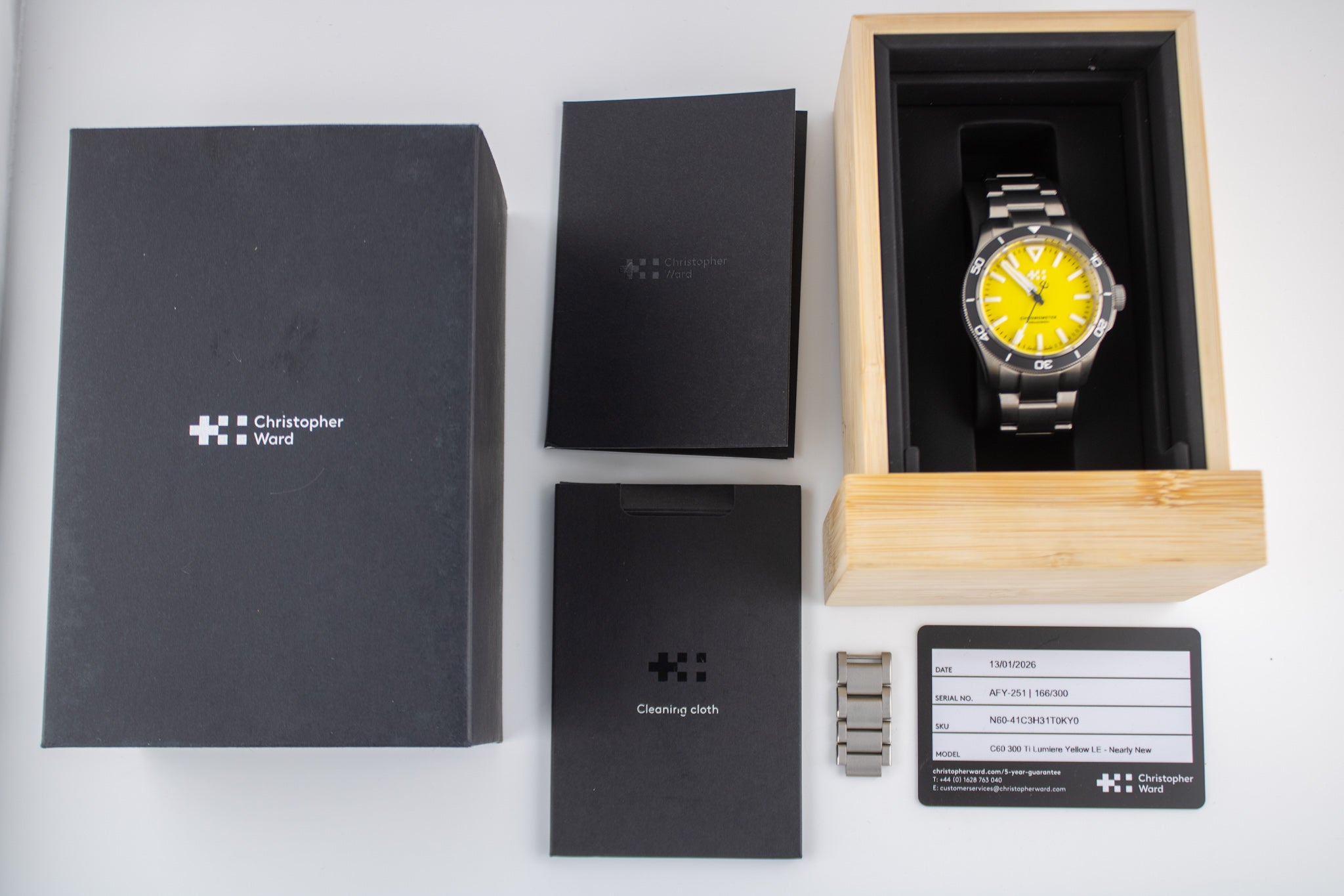 Christopher Ward Titanium Lumiere Yellow Dial on Bracelet C60 300 Ti Lumiere Yellow Complete 2026