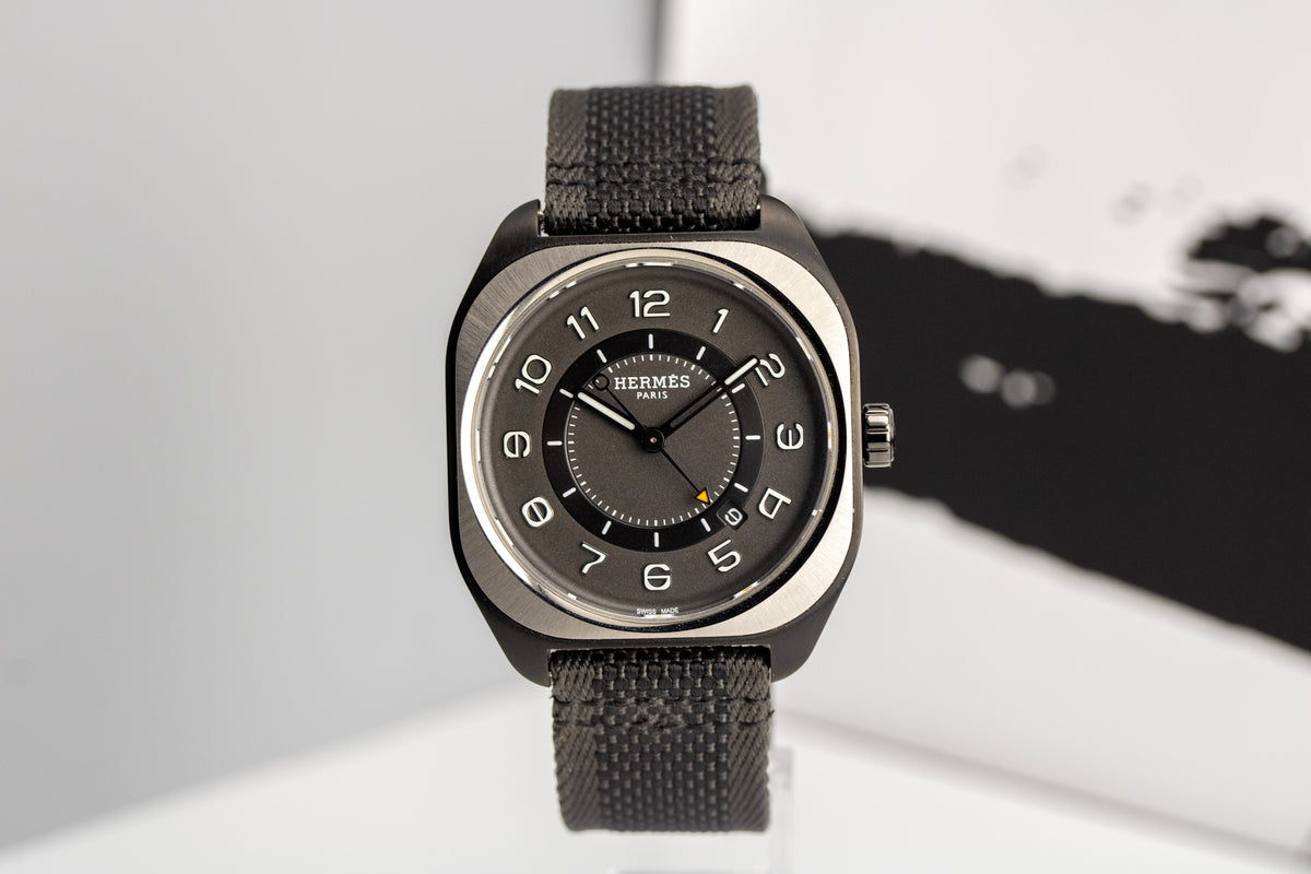Hermès H08 SP1.741a W049431WW00 Black DLC Titanium Black Fabric Strap