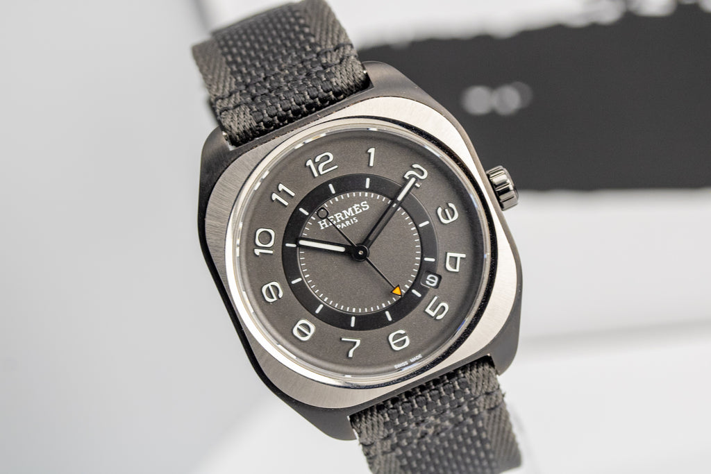 Hermès H08 SP1.741a W049431WW00 Black DLC Titanium Black Fabric Strap