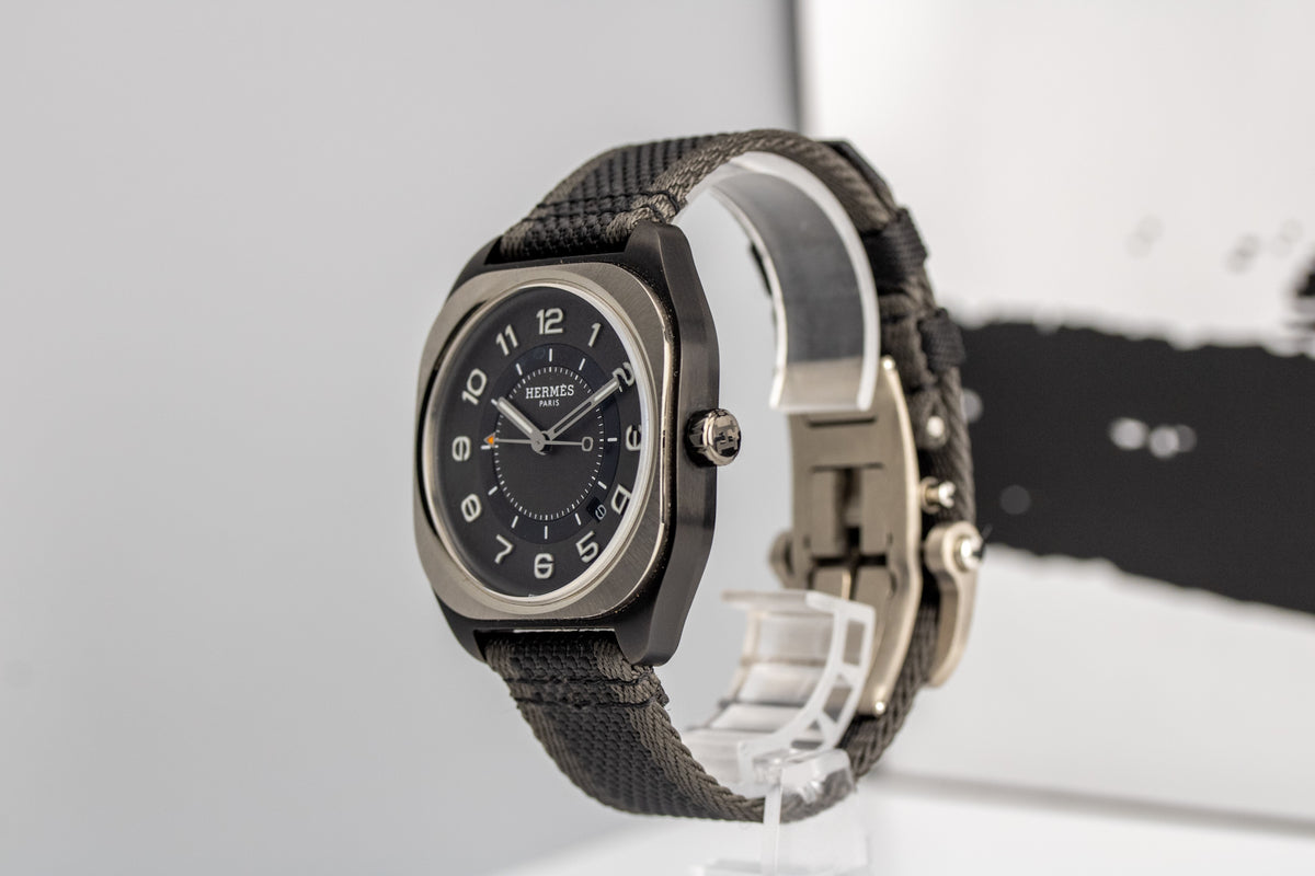 Hermès H08 SP1.741a W049431WW00 Black DLC Titanium Black Fabric Strap