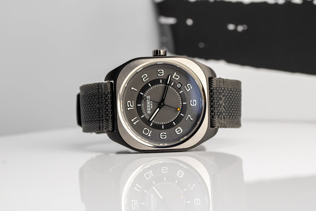 Hermès H08 SP1.741a W049431WW00 Black DLC Titanium Black Fabric Strap