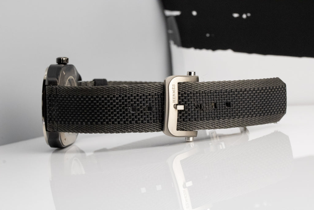 Hermès H08 SP1.741a W049431WW00 Black DLC Titanium Black Fabric Strap
