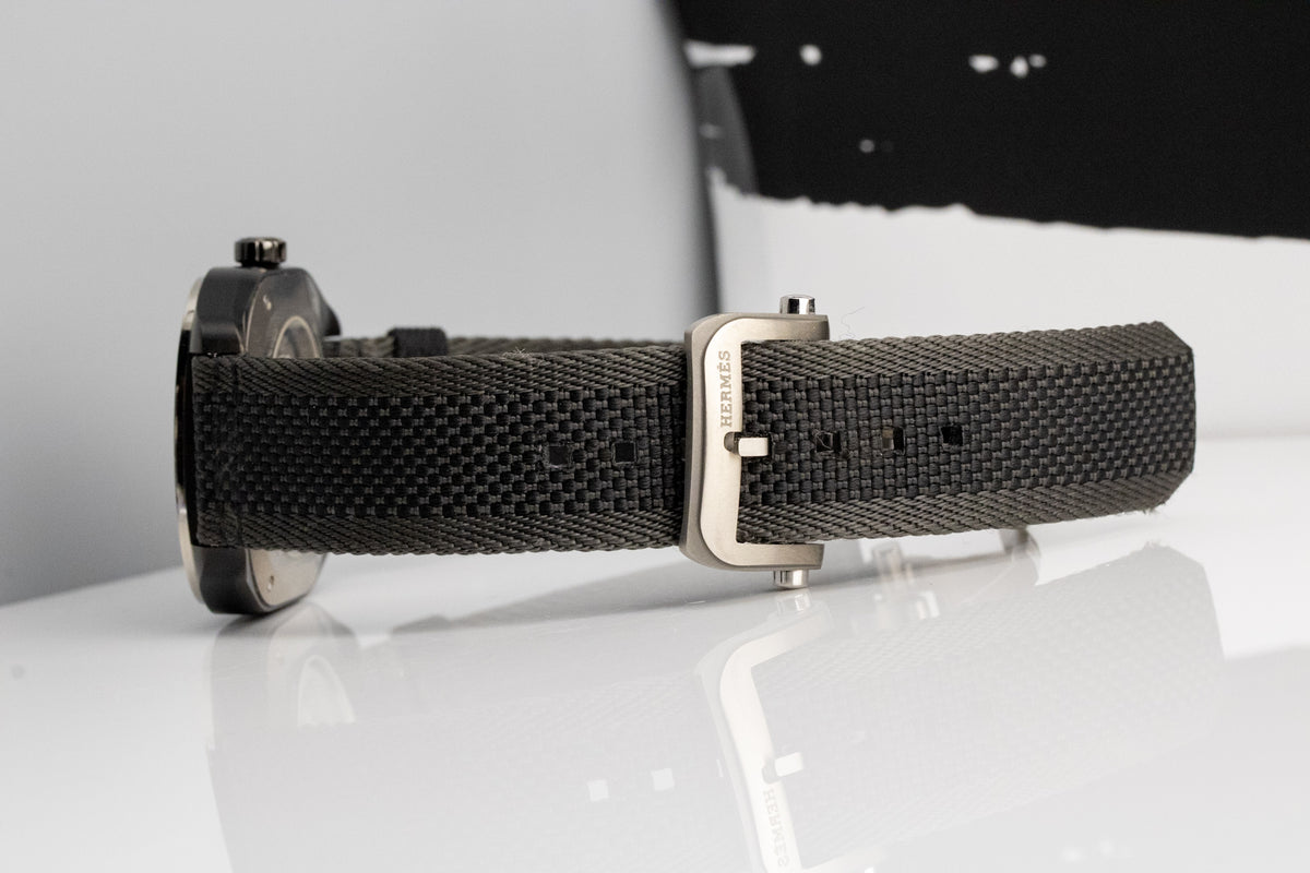 Hermès H08 SP1.741a W049431WW00 Black DLC Titanium Black Fabric Strap