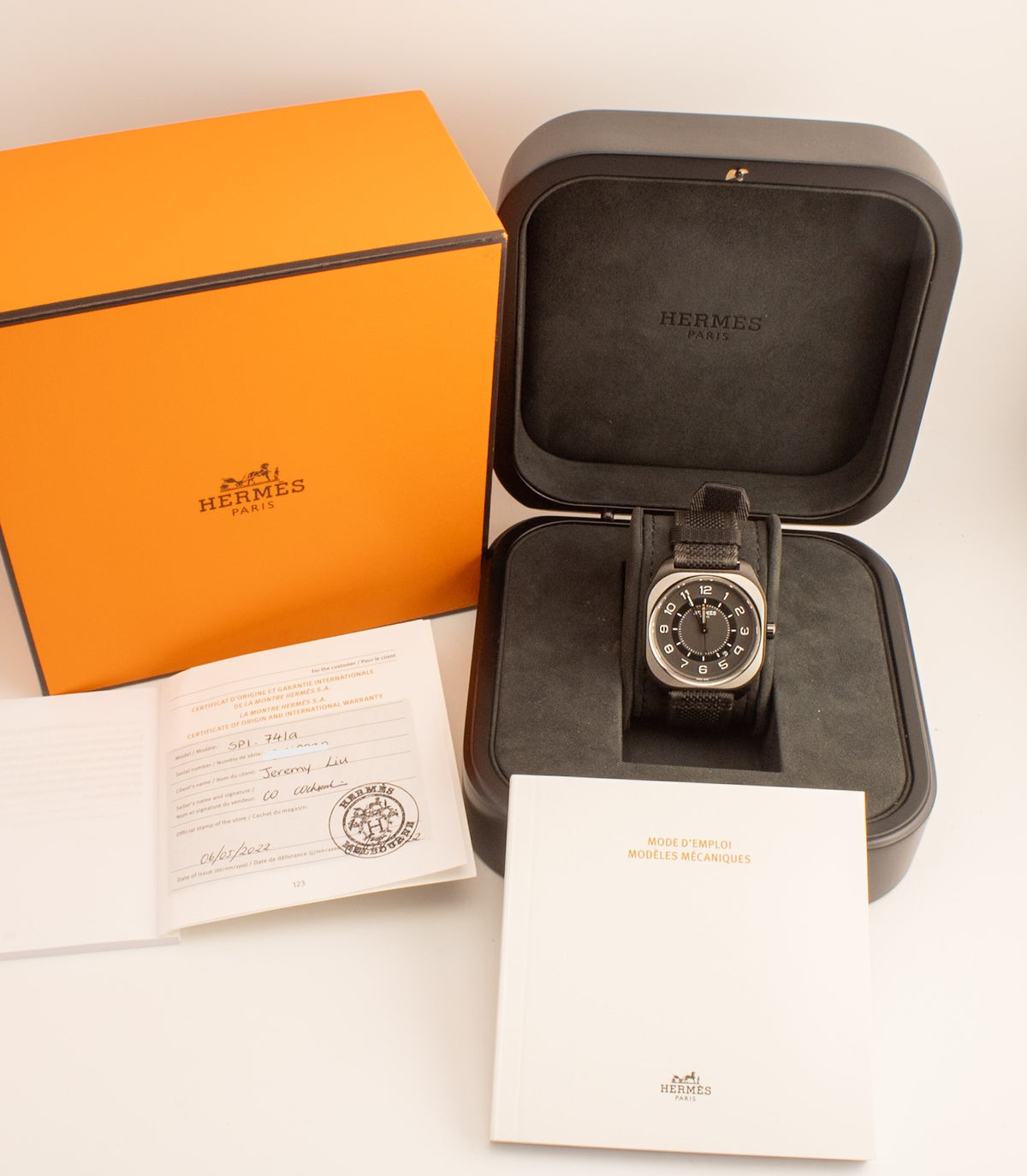 Hermès H08 SP1.741a W049431WW00 Black DLC Titanium Black Fabric Strap