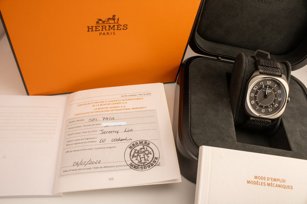 Hermès H08 SP1.741a W049431WW00 Black DLC Titanium Black Fabric Strap