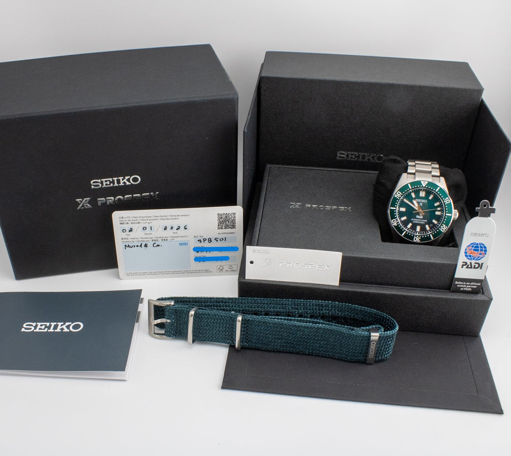 Seiko Prospex SPB501J1 1965 Heritage Diver PADI Special Edition Green Dial 40mm