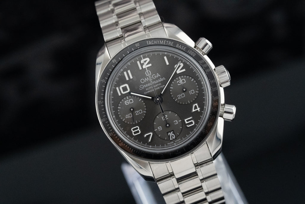 Omega Speedmaster Date 38 324.30.38.40.06.001 Grey Dial Automatic Chronograph Steel Bracelet
