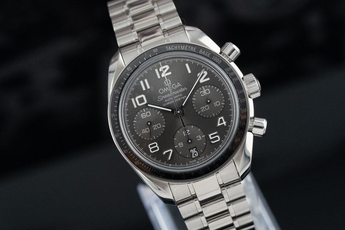 Omega Speedmaster Date 38 324.30.38.40.06.001 Grey Dial Automatic Chronograph Steel Bracelet