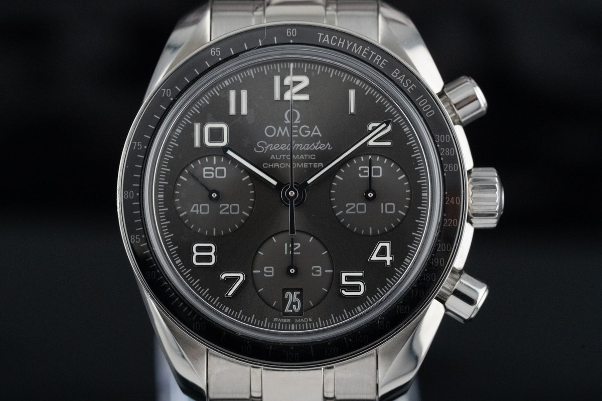 Omega Speedmaster Date 38 324.30.38.40.06.001 Grey Dial Automatic Chronograph Steel Bracelet