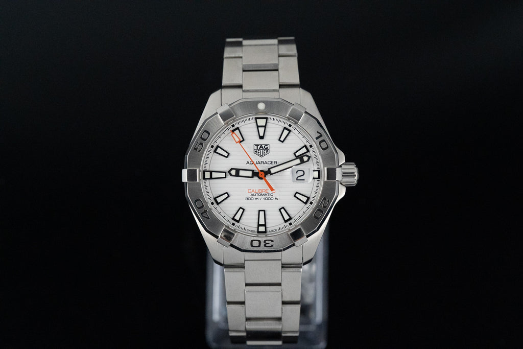 TAG Heuer Aquaracer WBD2111 White Dial Orange Seconds Automatic Full Set