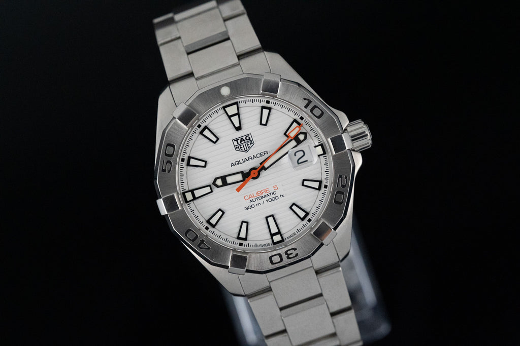 TAG Heuer Aquaracer WBD2111 White Dial Orange Seconds Automatic Full Set