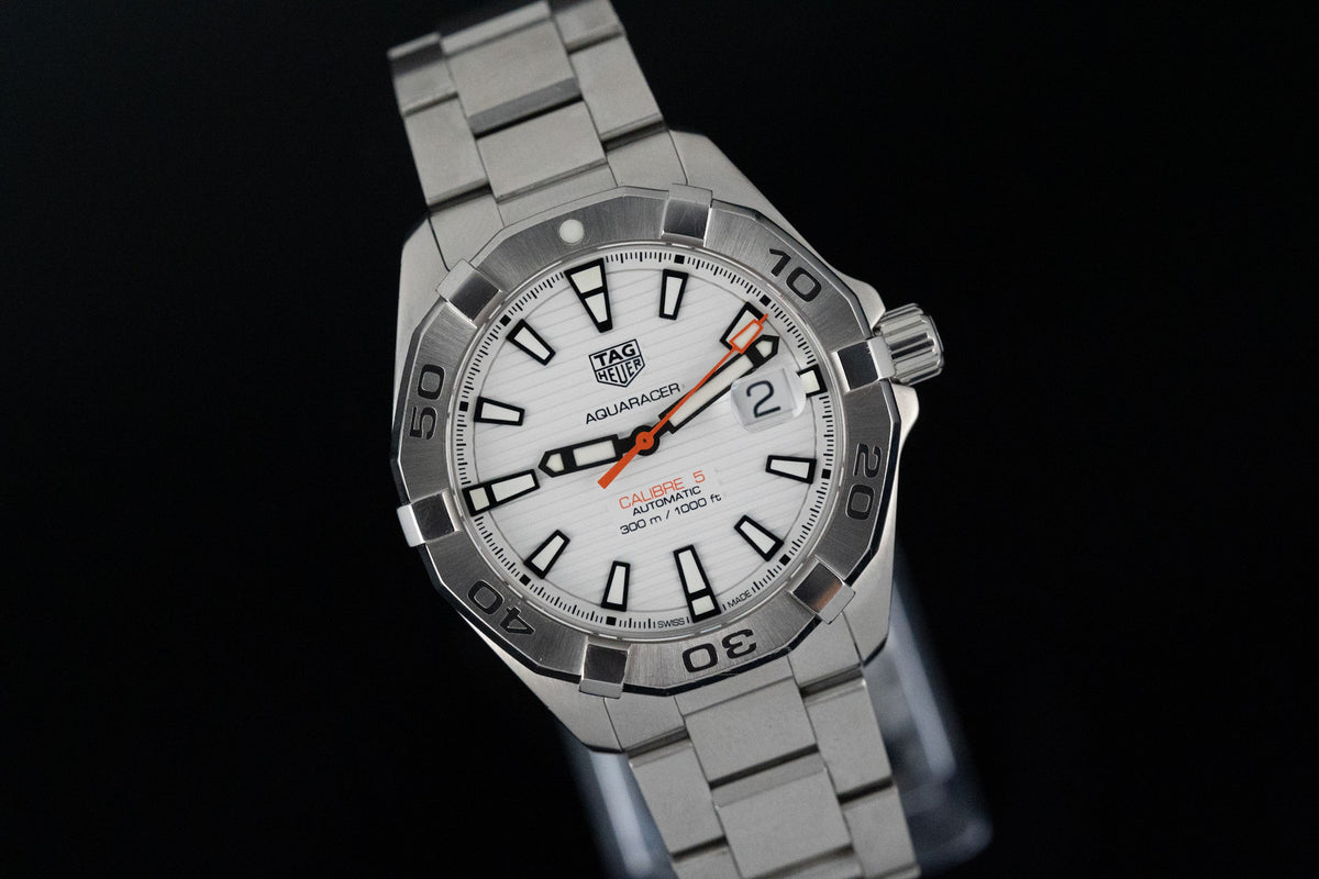 TAG Heuer Aquaracer WBD2111 White Dial Orange Seconds Automatic Full Set