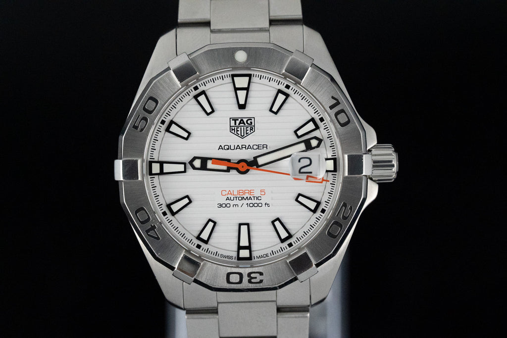 TAG Heuer Aquaracer WBD2111 White Dial Orange Seconds Automatic Full Set