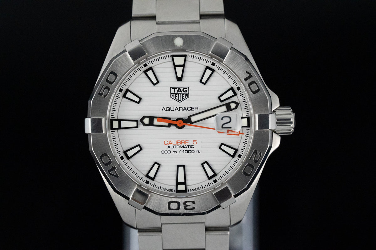 TAG Heuer Aquaracer WBD2111 White Dial Orange Seconds Automatic Full Set