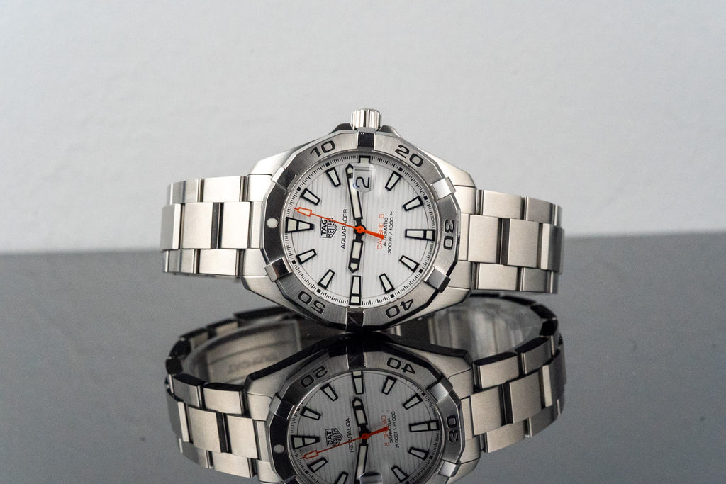 TAG Heuer Aquaracer WBD2111 White Dial Orange Seconds Automatic Full Set