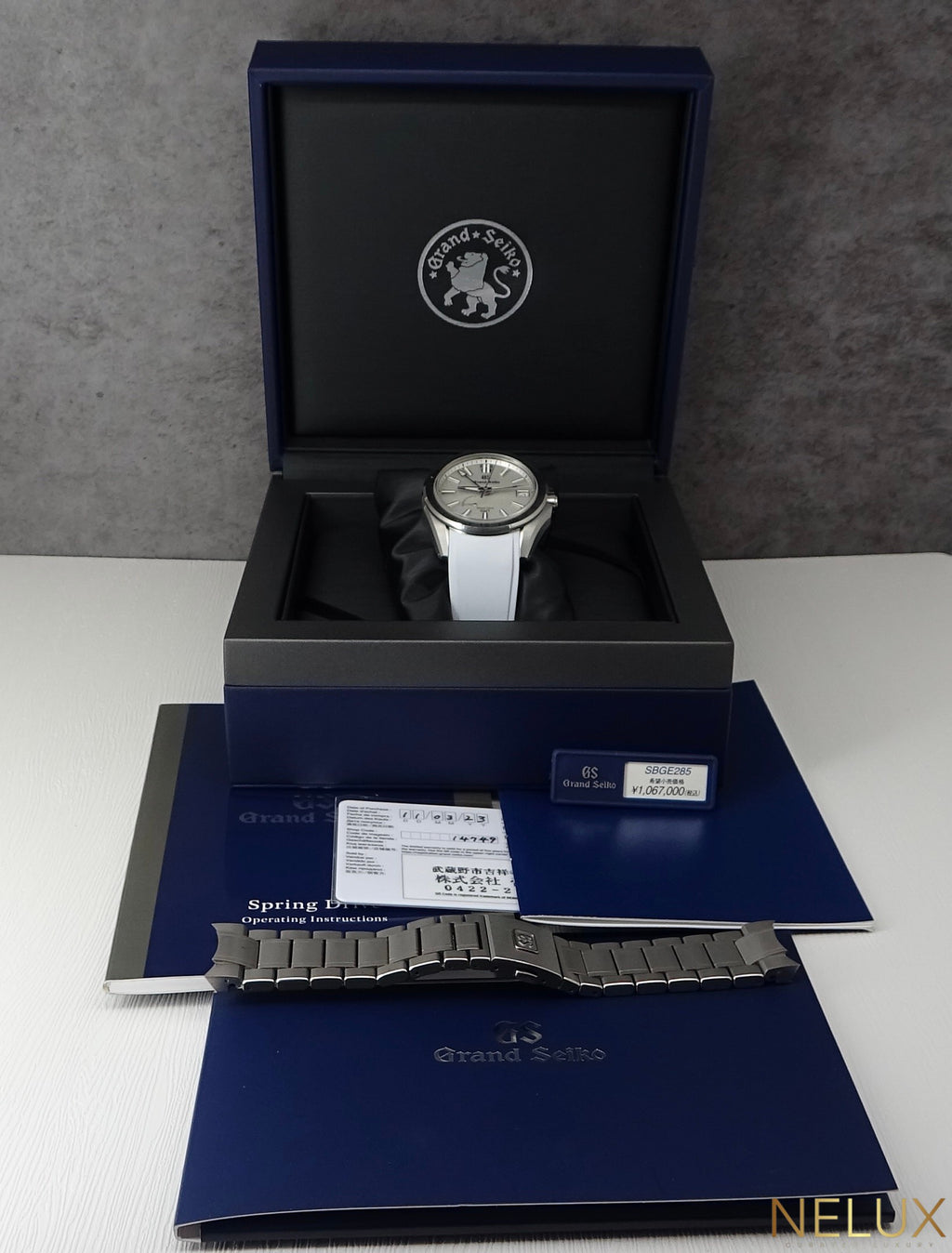 2023 Grand Seiko Evolution 9 Titanium Spring Drive GMT SBGE285 – Extra Strap – Full Set