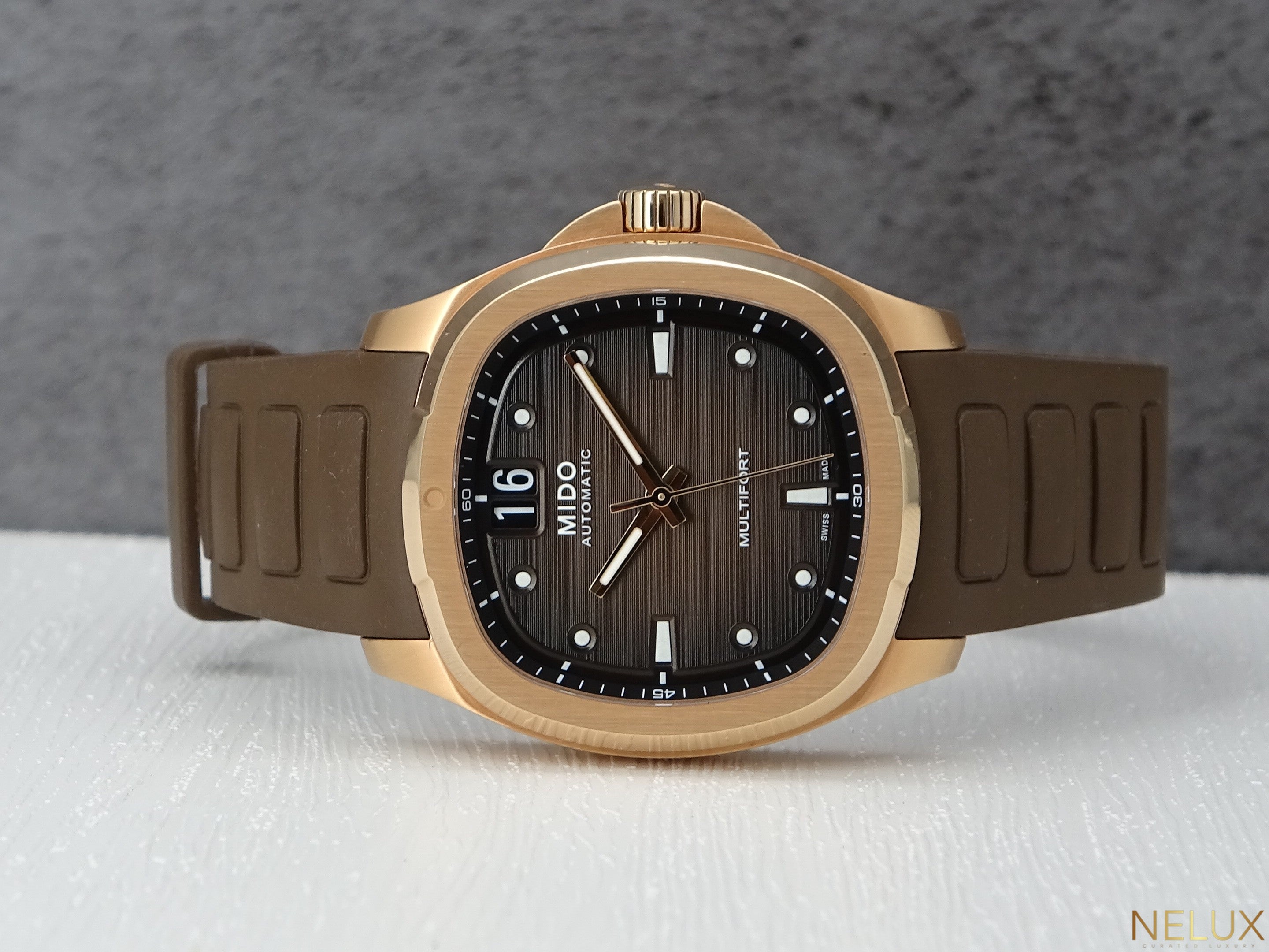 2024 MIDO Multifort TV Big Date Rose Gold Ref. M049.526.37.291.00 – Full Set + Extra Bracelet – Like New