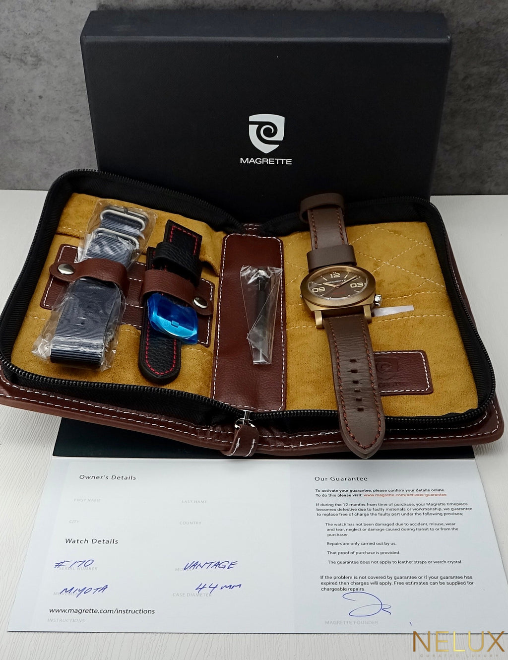 Magrette Vantage Bronze – Full Set – Unworn NATO & Black Strap