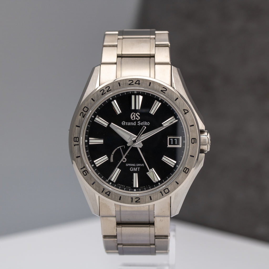Grand Seiko Evolution 9 Spring Drive GMT Black Dial on Titanium SBGE283 Complete 2022