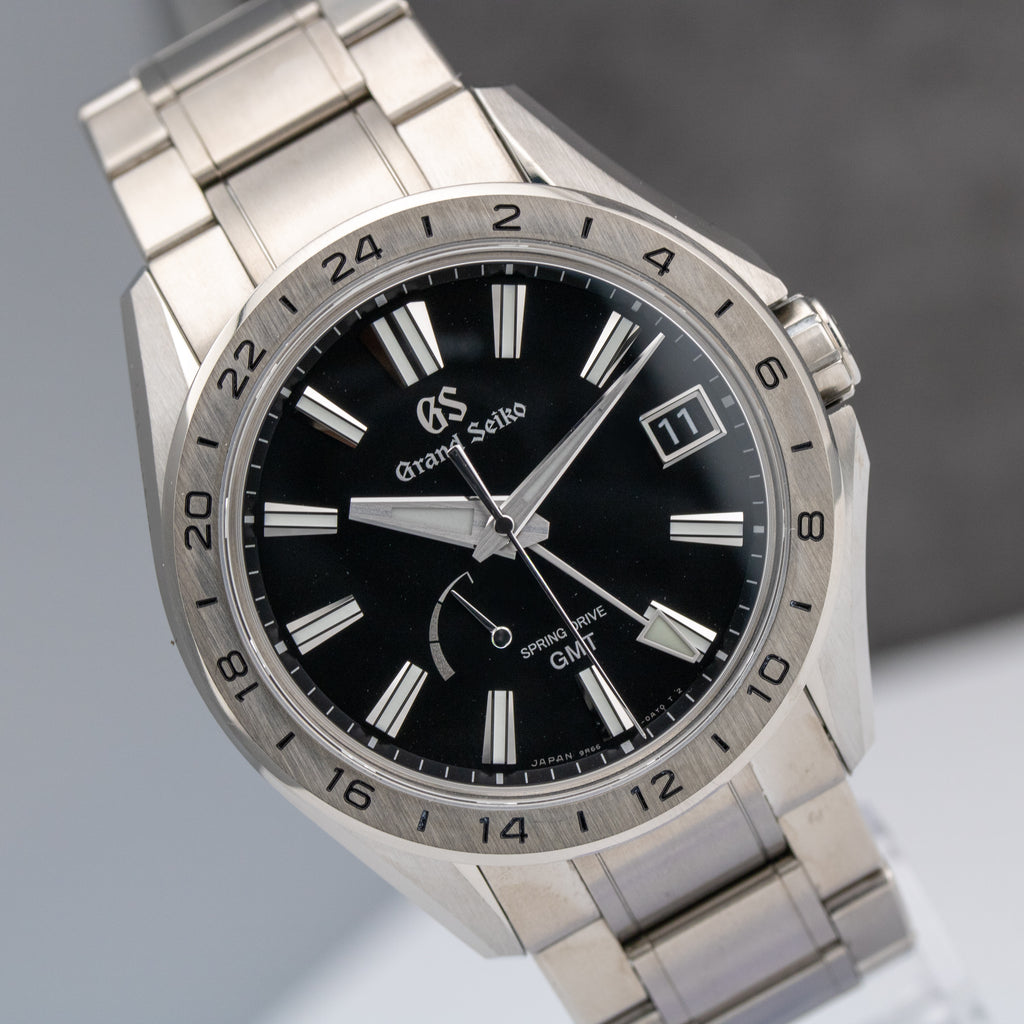 Grand Seiko Evolution 9 Spring Drive GMT Black Dial on Titanium SBGE283 Complete 2022
