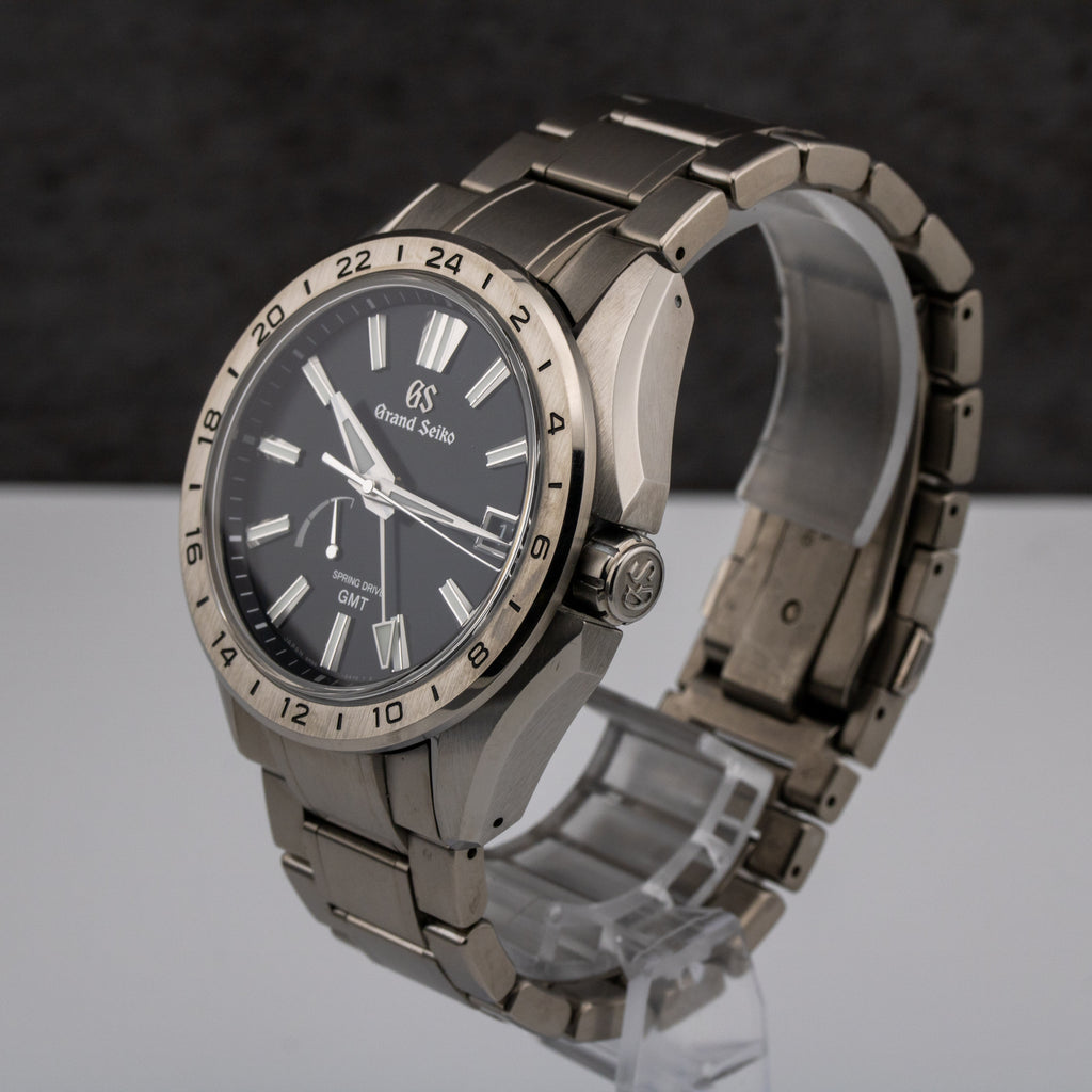 Grand Seiko Evolution 9 Spring Drive GMT Black Dial on Titanium SBGE283 Complete 2022