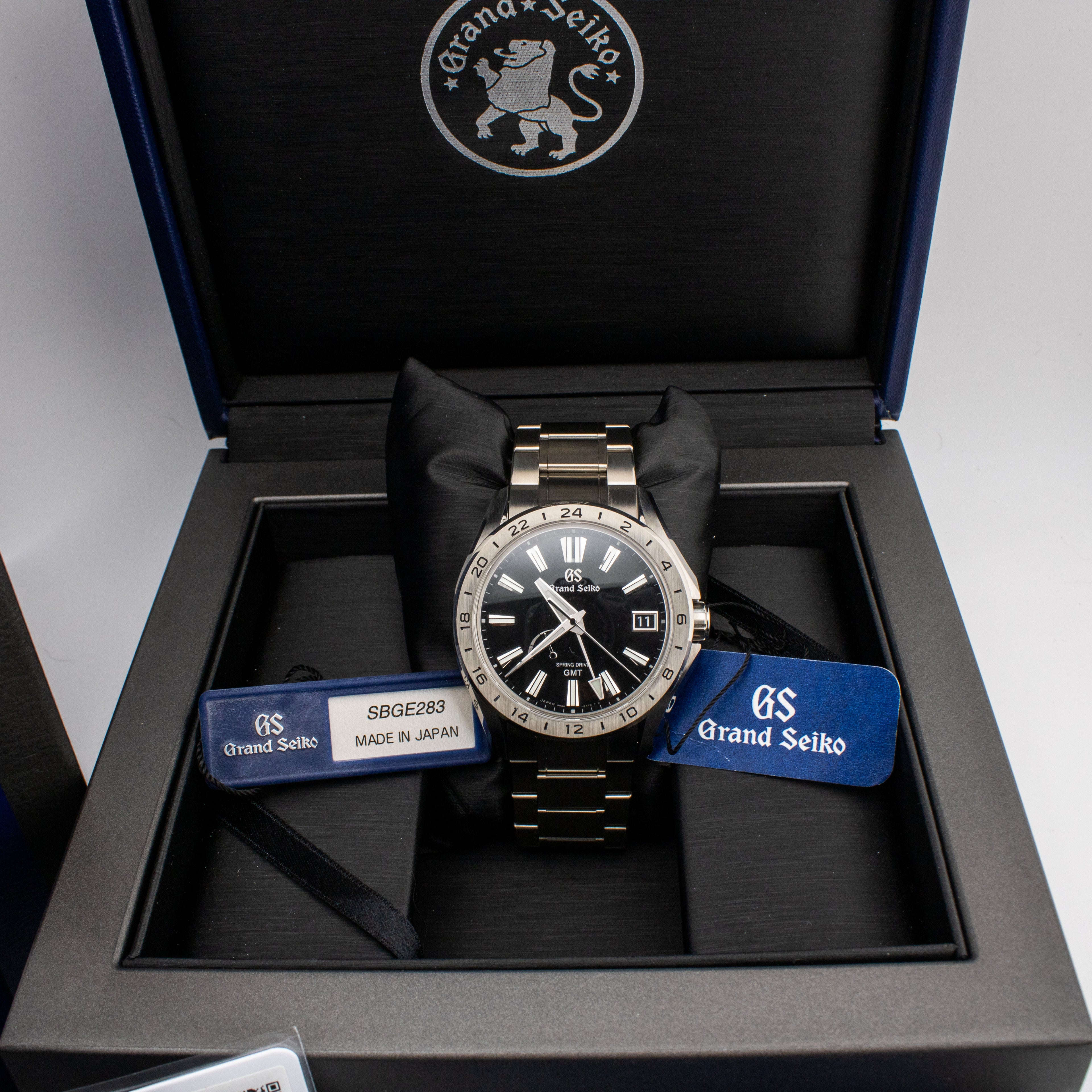 Grand Seiko Evolution 9 Spring Drive GMT Black Dial on Titanium SBGE283 Complete 2022