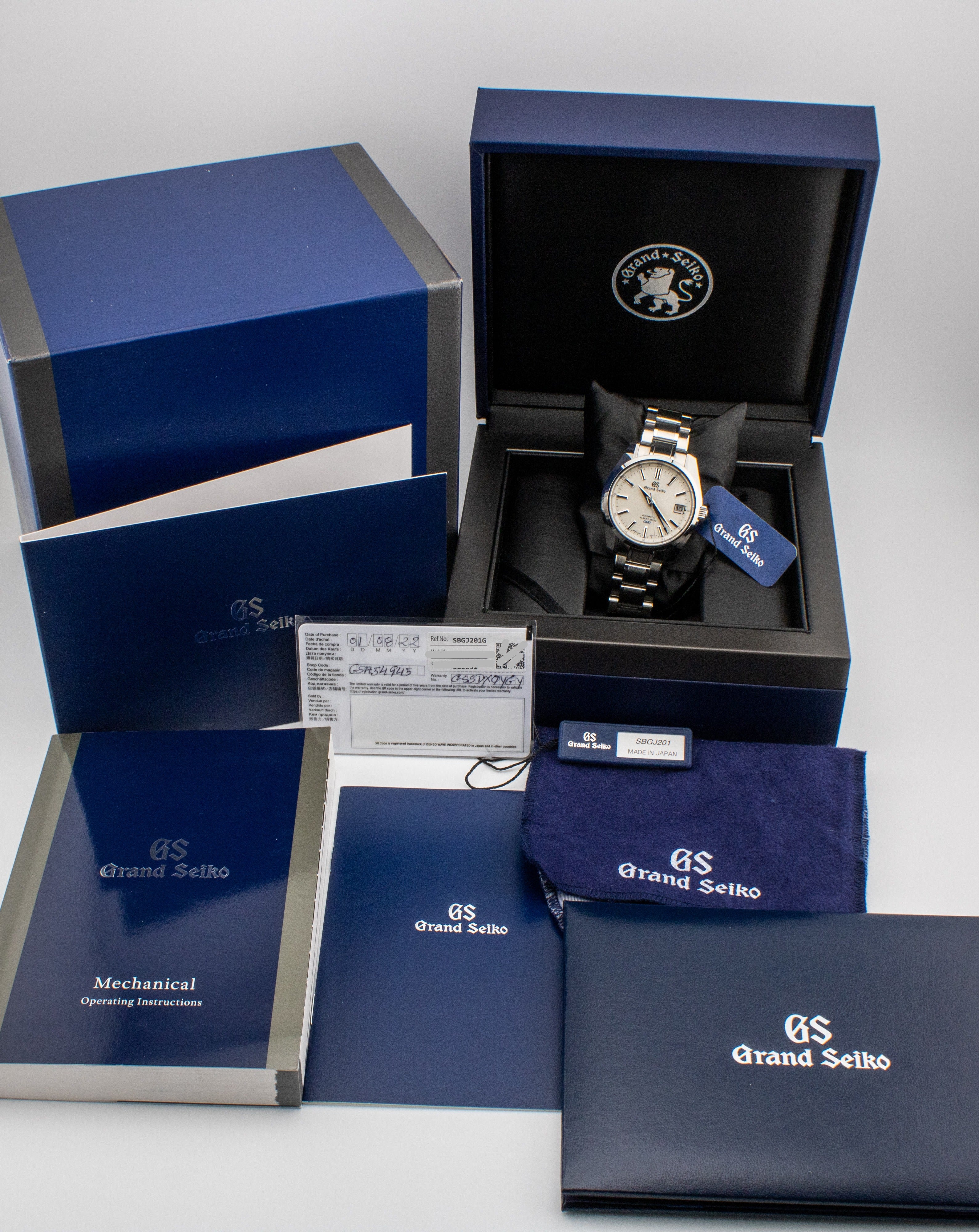 Grand Seiko Hi-Beat GMT White Dial on Stailess Steel SBJG201 Complete 2022