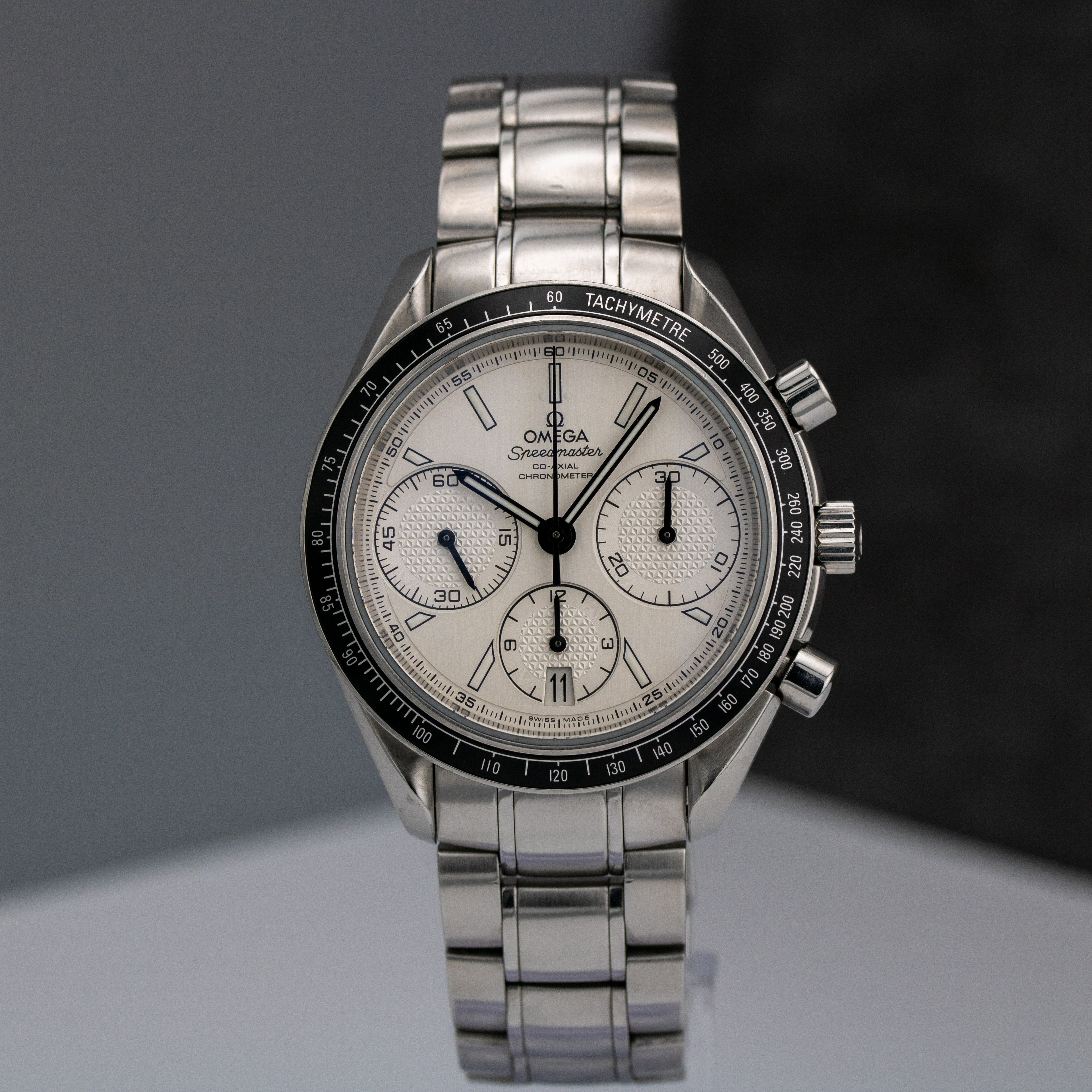 Omega Speedmaster Racing White Dial on Steel 326.30.40.50.02.001 Complete Open Date
