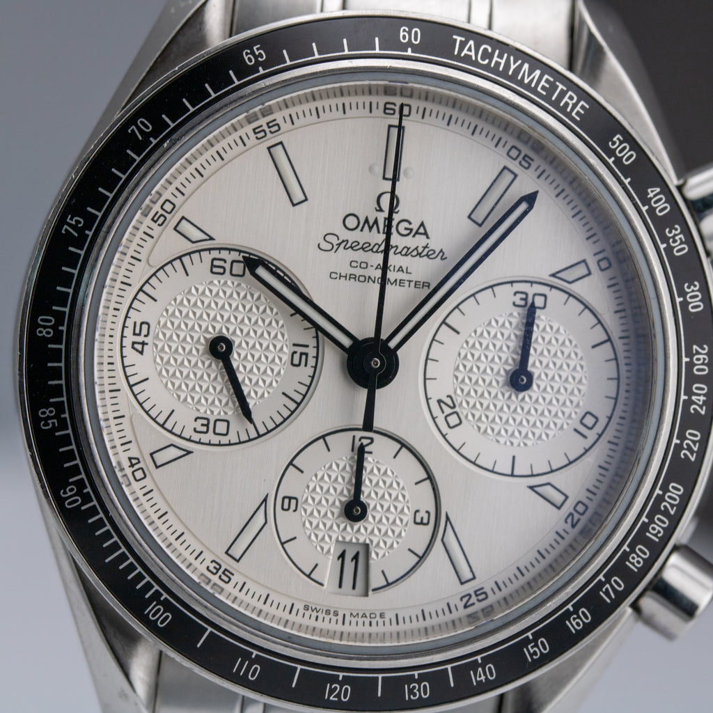 Omega Speedmaster Racing White Dial on Steel 326.30.40.50.02.001 Complete Open Date