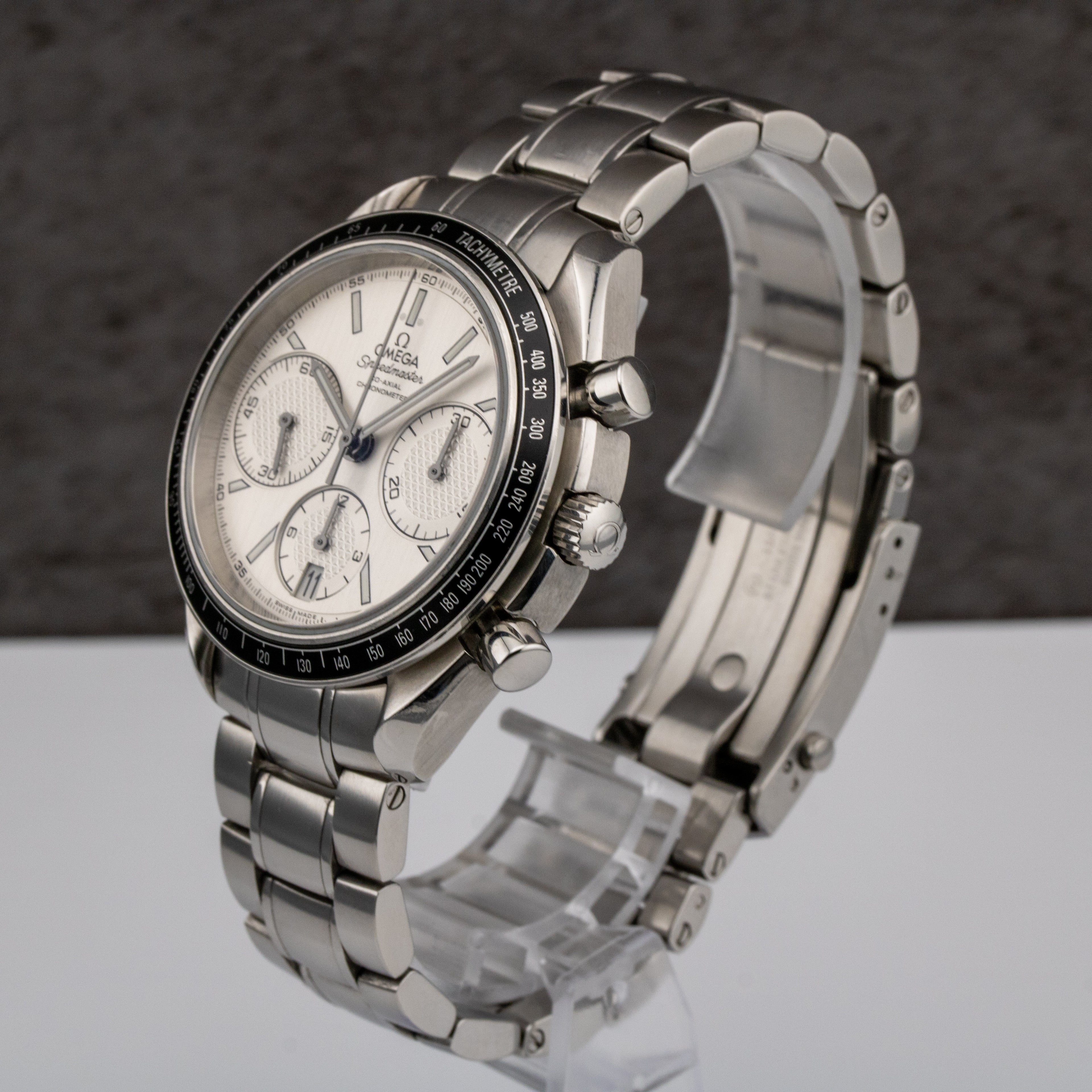 Omega Speedmaster Racing White Dial on Steel 326.30.40.50.02.001 Complete Open Date