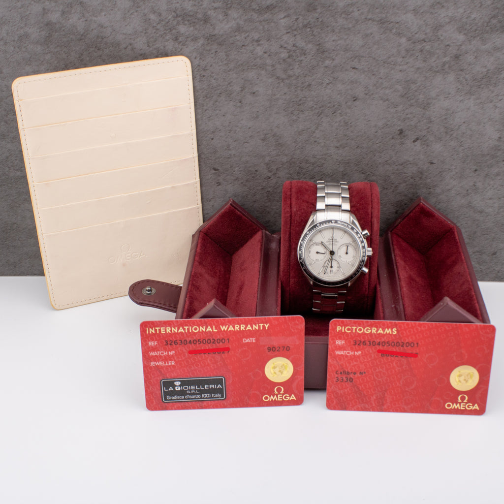 Omega Speedmaster Racing White Dial on Steel 326.30.40.50.02.001 Complete Open Date