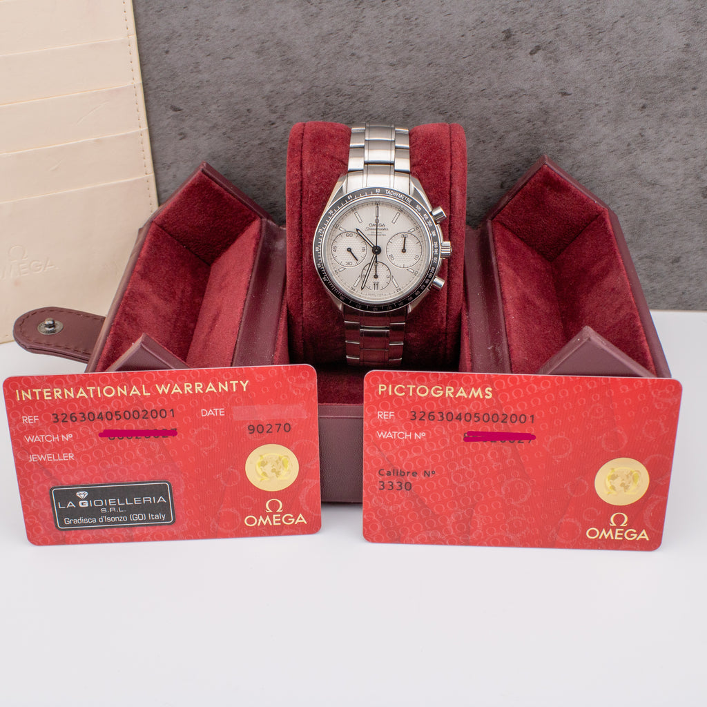 Omega Speedmaster Racing White Dial on Steel 326.30.40.50.02.001 Complete Open Date