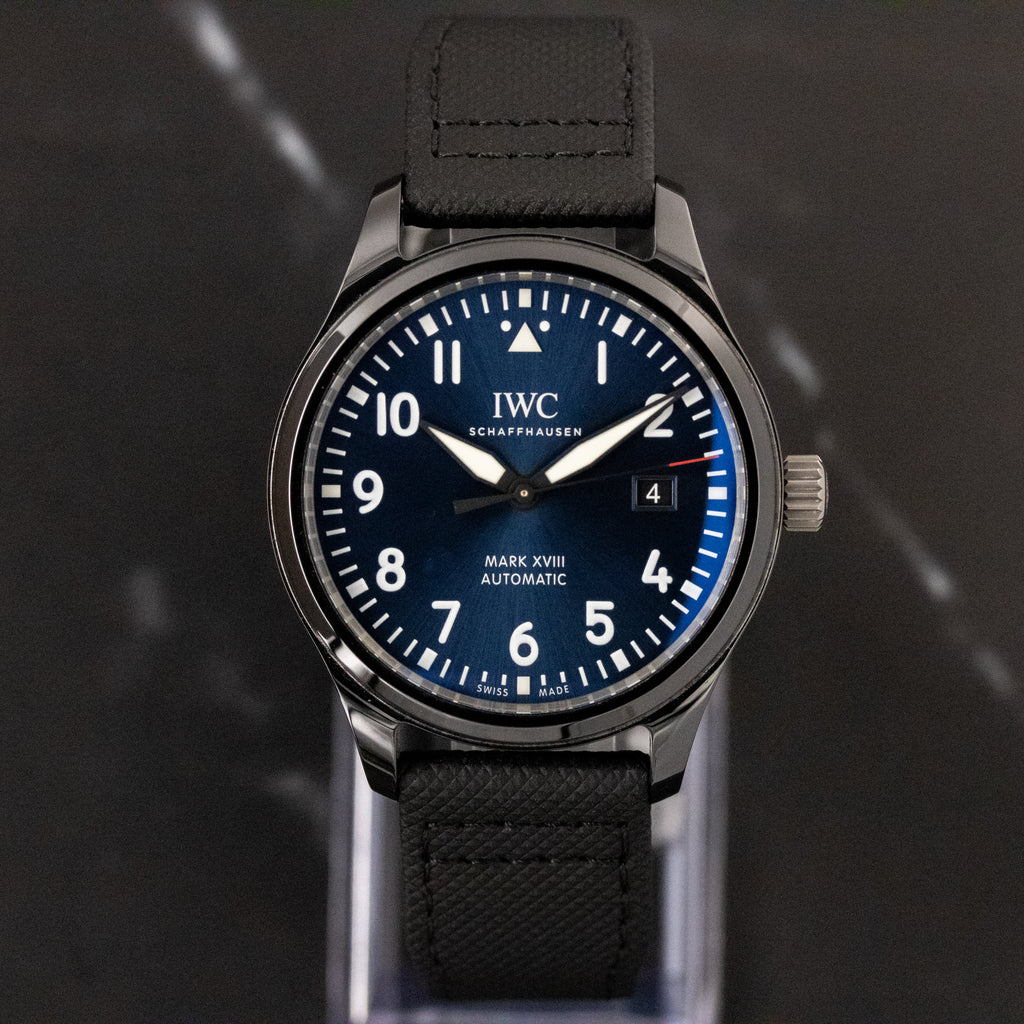 IWC Mark XVIII Laureus Sport for Good Blue Dial on Black Straps IW324703 Complete 2019