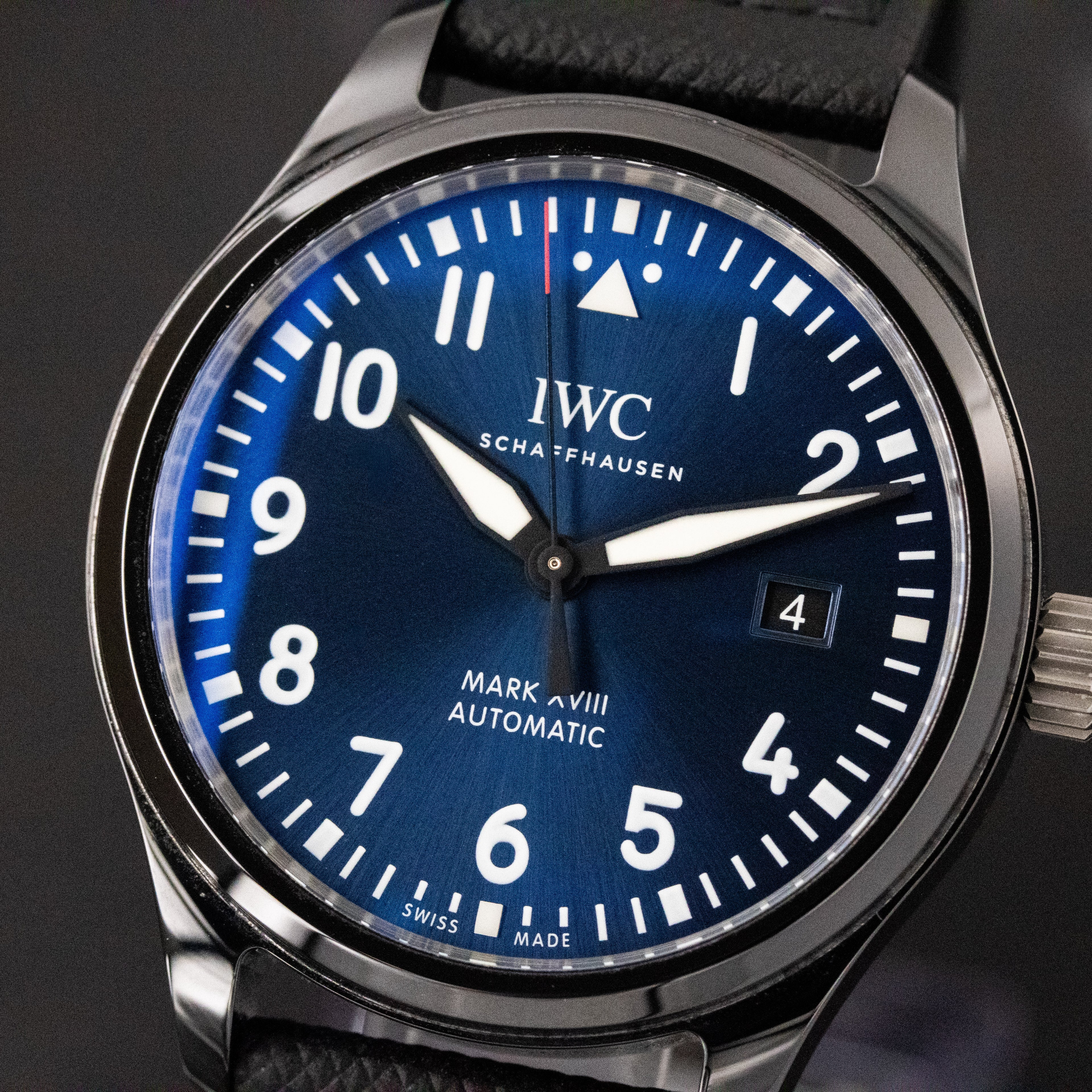 IWC Mark XVIII Laureus Sport for Good Blue Dial on Black Straps IW324703 Complete 2019