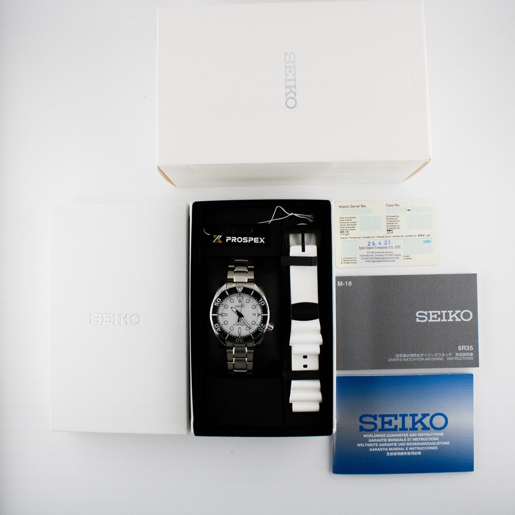 Seiko Prospex White Dial on Steel SPB427J1 Complete Open Date