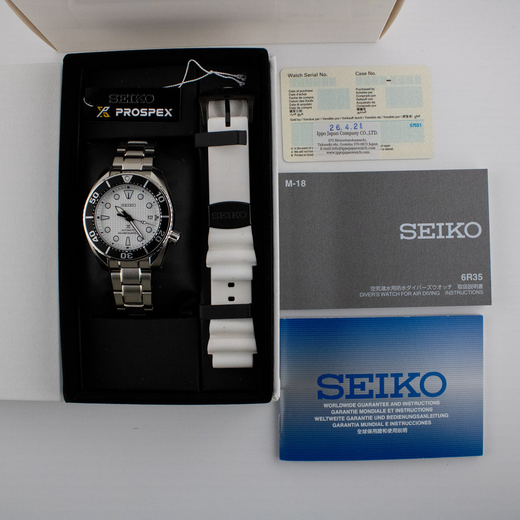 Seiko Prospex White Dial on Steel SPB427J1 Complete Open Date