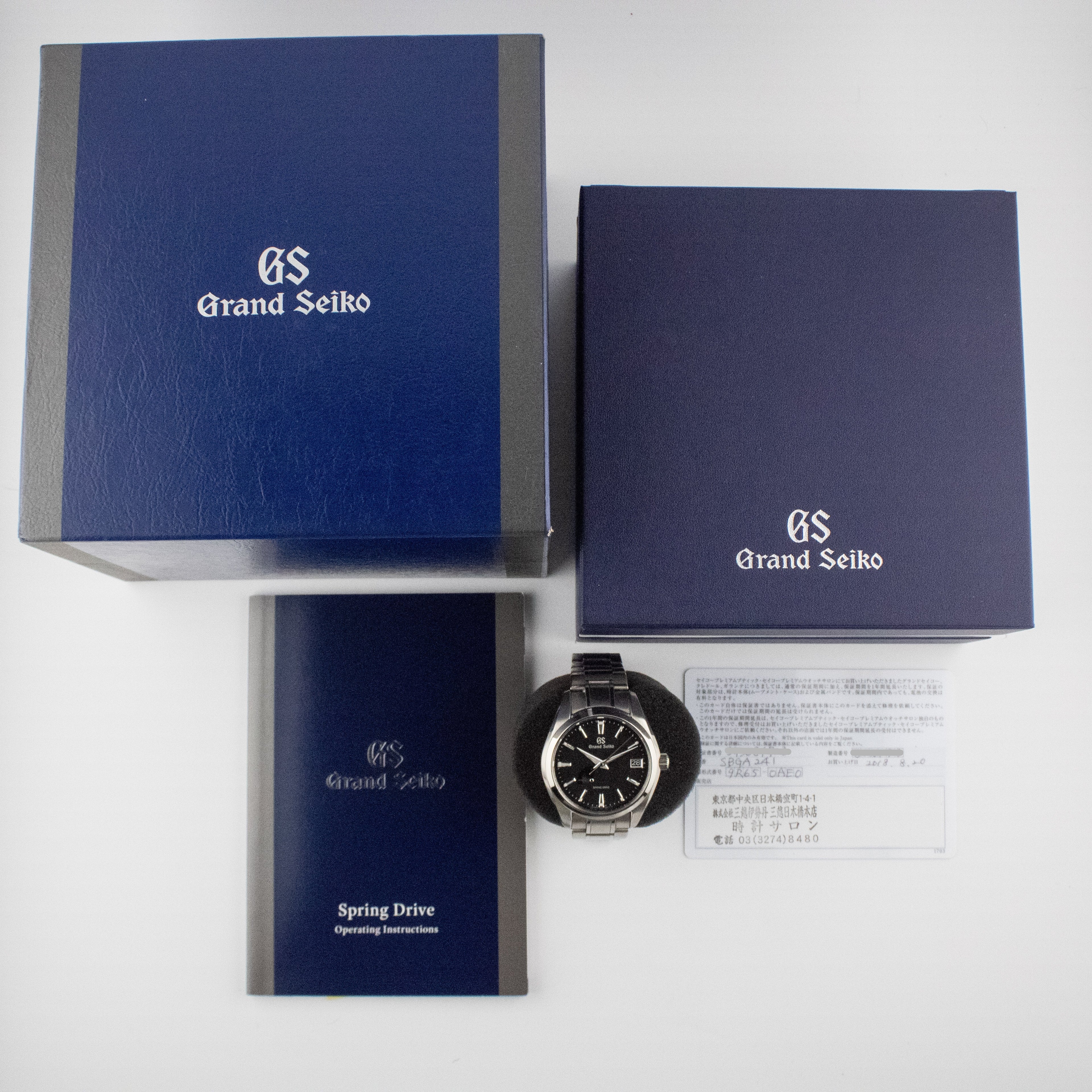 Grand Seiko Heritage Black Dial on Titanium SBGA241 Complete 2018